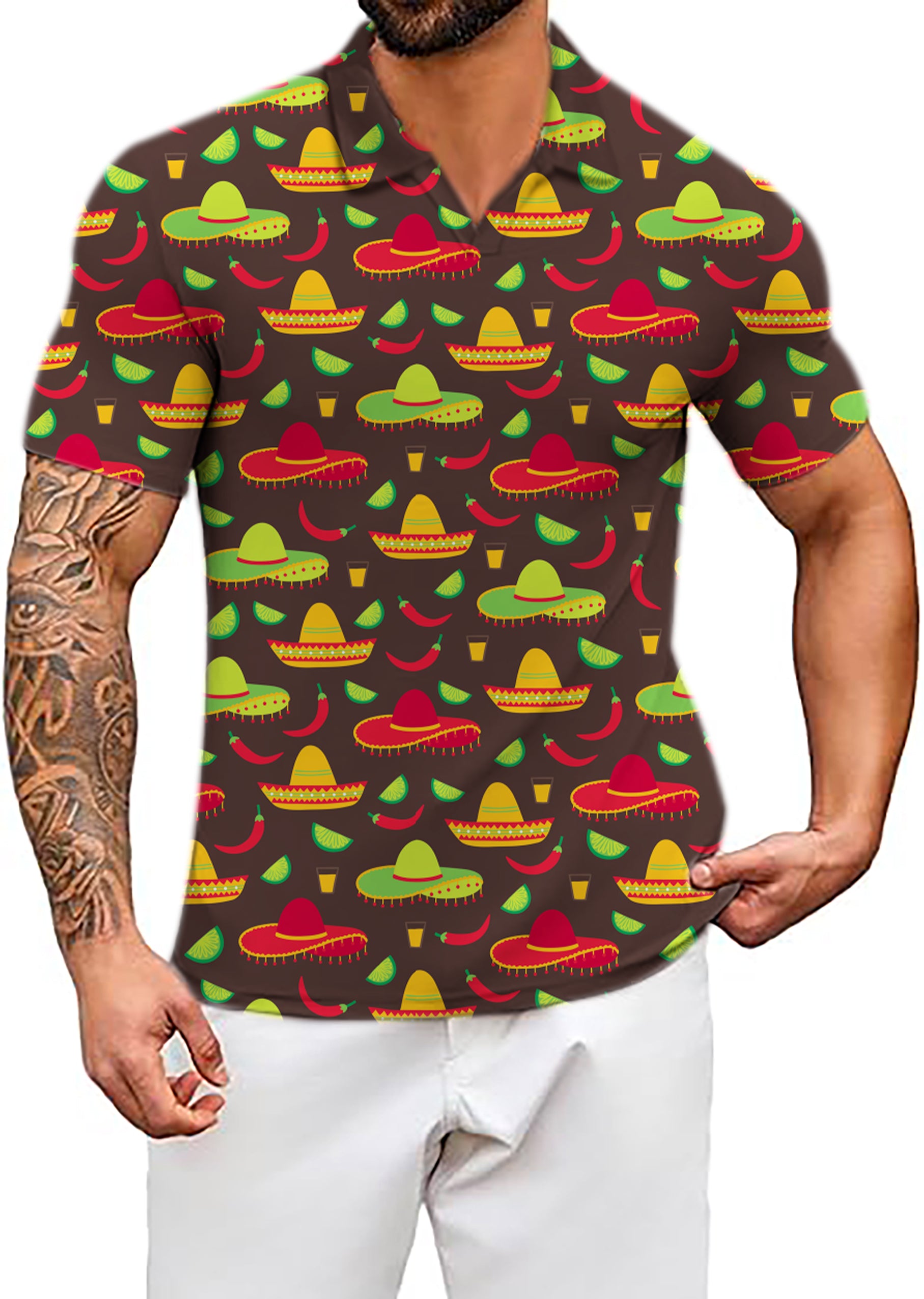 Men's Taco Tuesday V Neck Golf Polo Shirts
