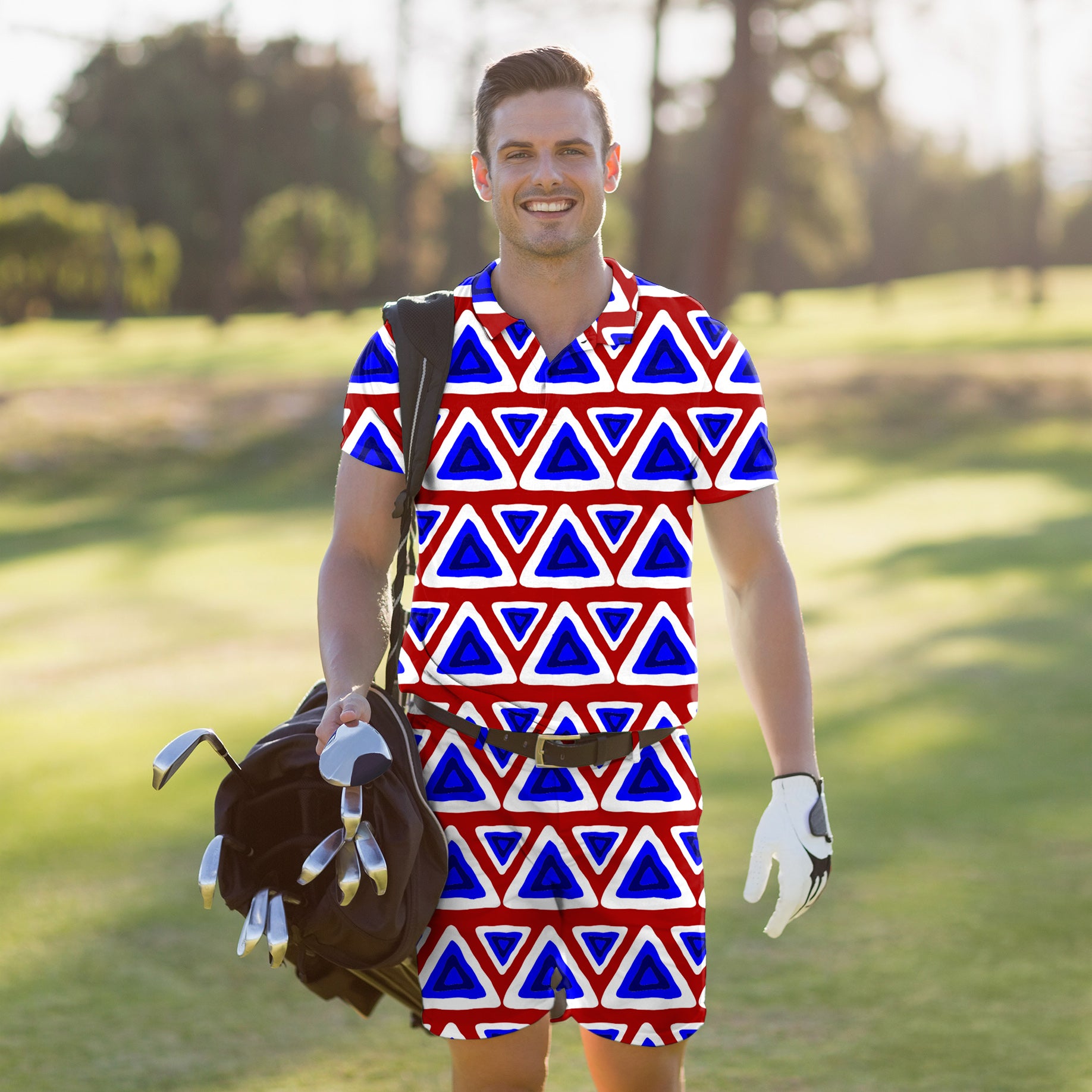 Men's Golf Set Polo+Shorts Triangle tribal