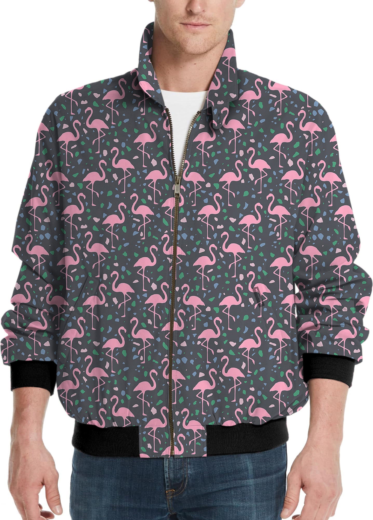 Terrazzo Flamingo-Men's Golf Windbreaker Light Jacket