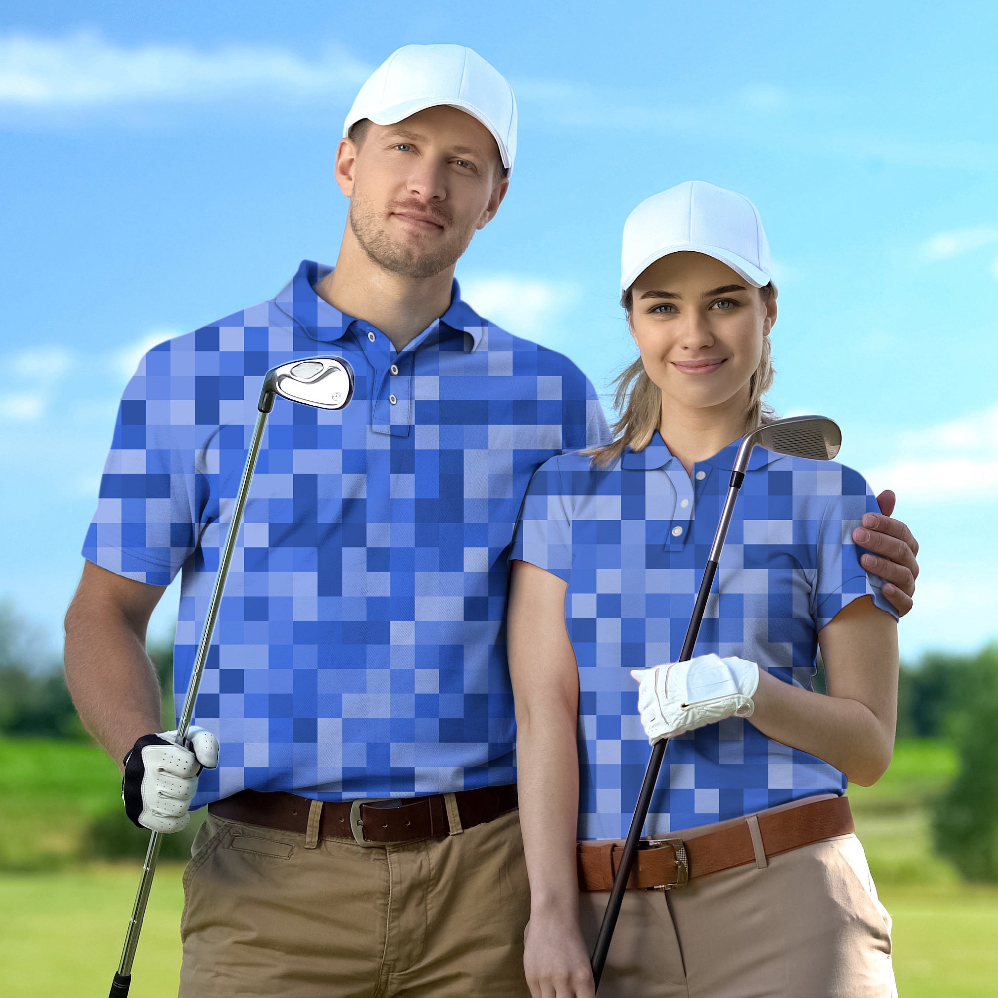Couple Navy blue Pixel Big set Golf Championship Trophy tournament