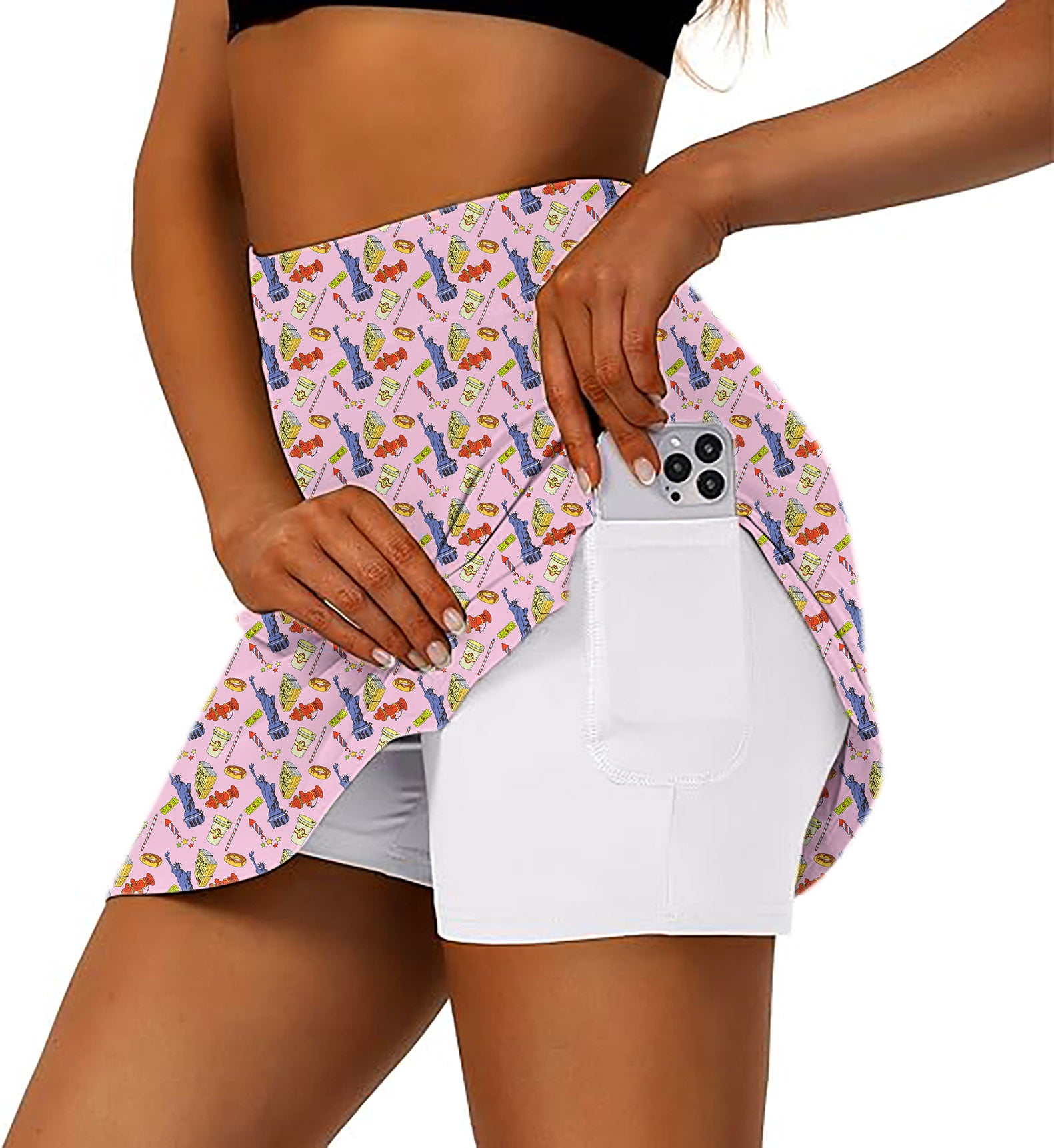 Women's The Statue of Liberty Golf Skirts Inner Shorts Pocket