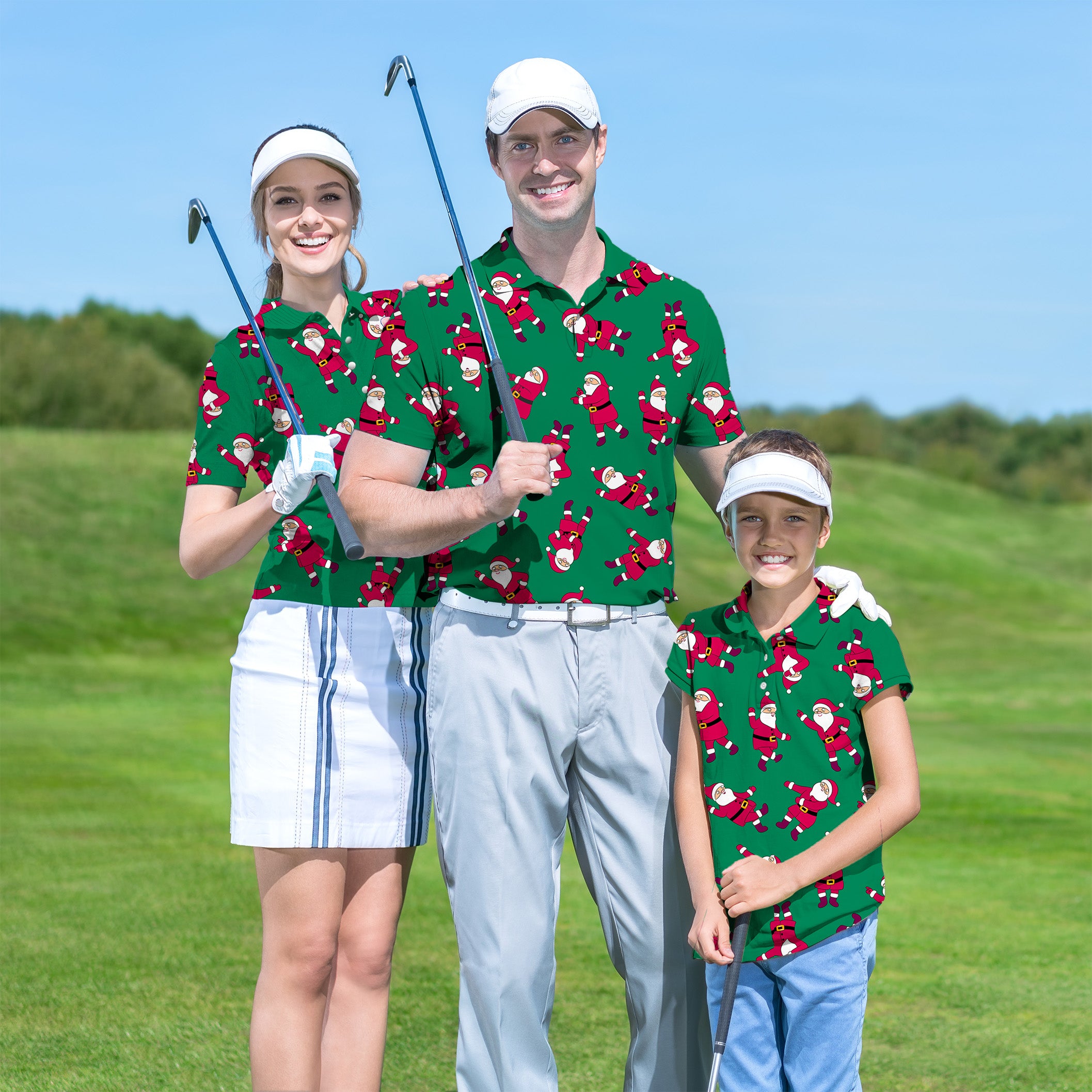 Christmas Santa Golf Polo Men Women youth family set