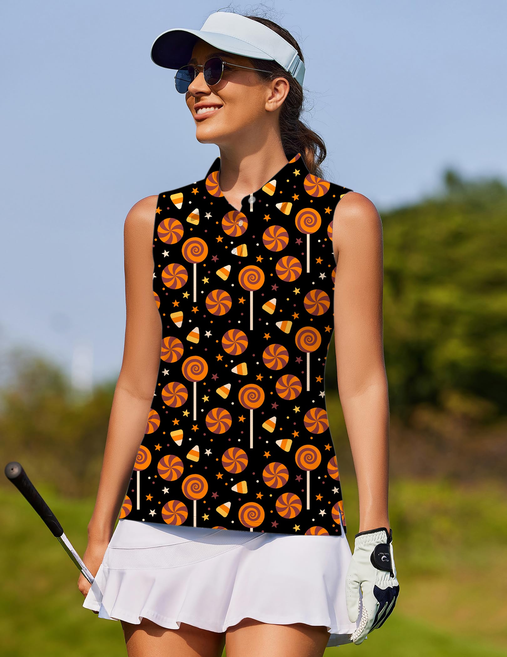 Halloween Lollipops Women's golf Sleeveless shirt