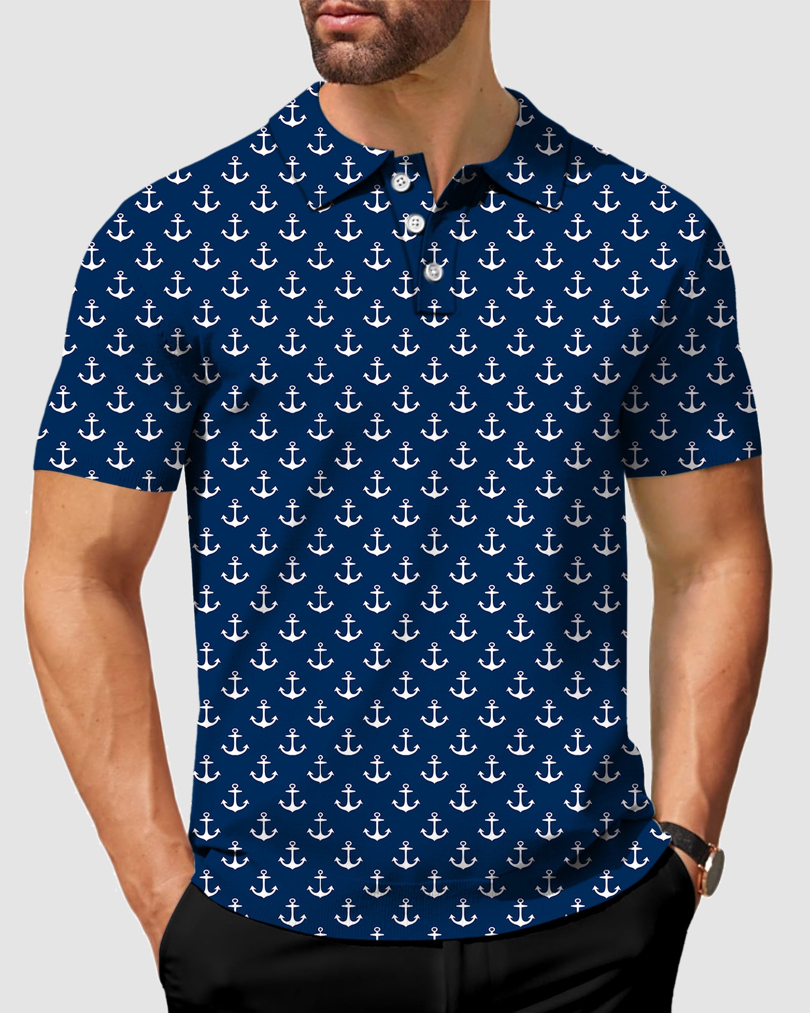 Men's ship anchor Polo