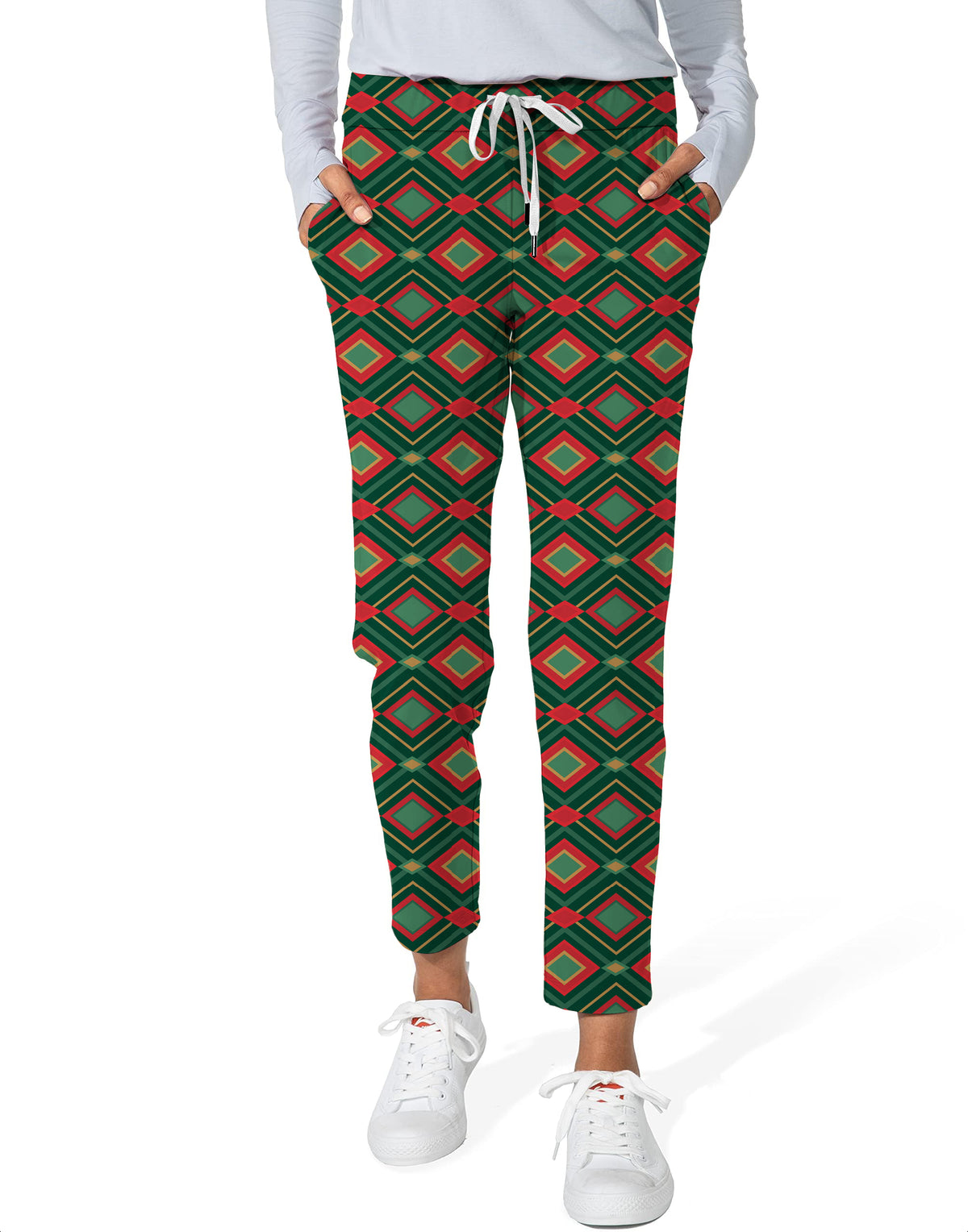 Christmas Argyle Women's 7/8 Stretch Ankle Golf Pants