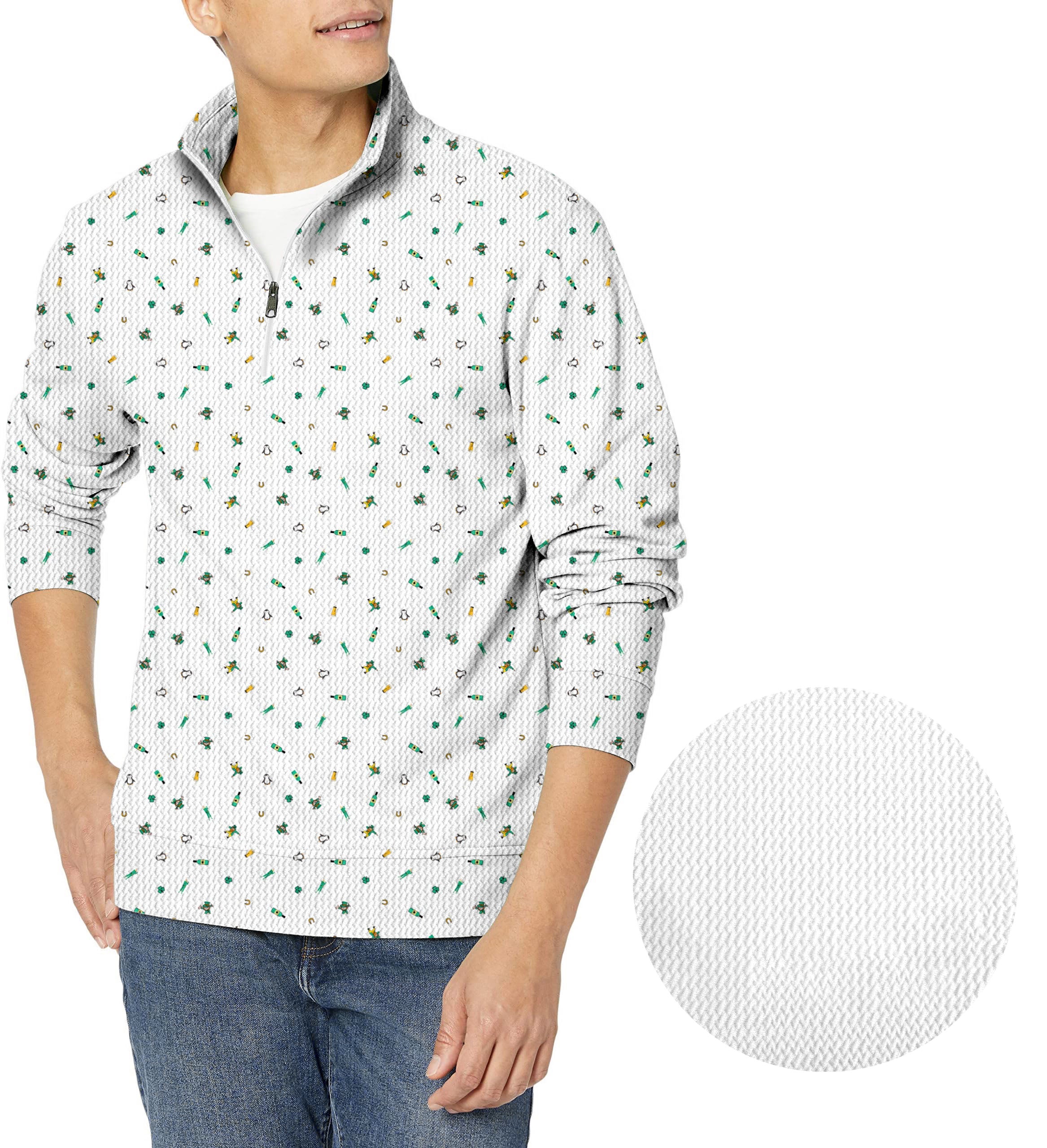beer-Men's Golf Waffle Zipper Pullover