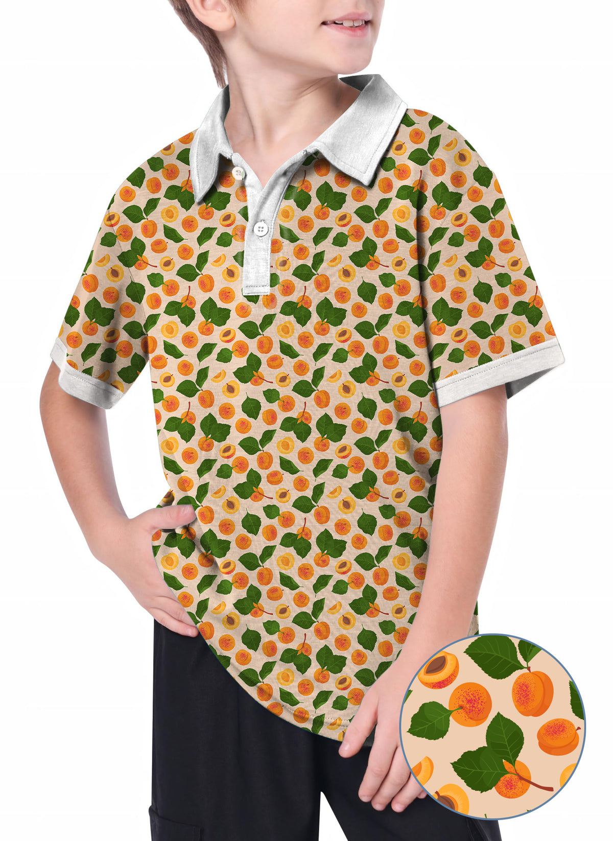 Youth Peach leaves Golf Polo
