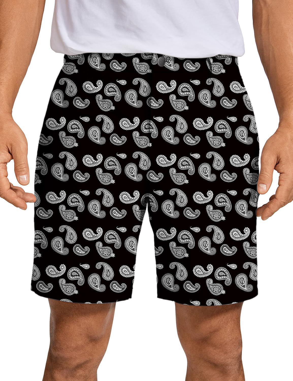 Men's Black Bandana Golf Shorts