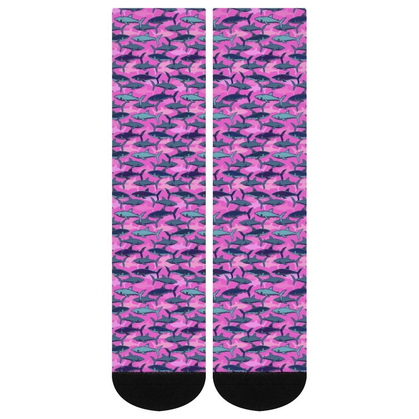 Electric Sharks Pink Prined socks Gifts for Men Women