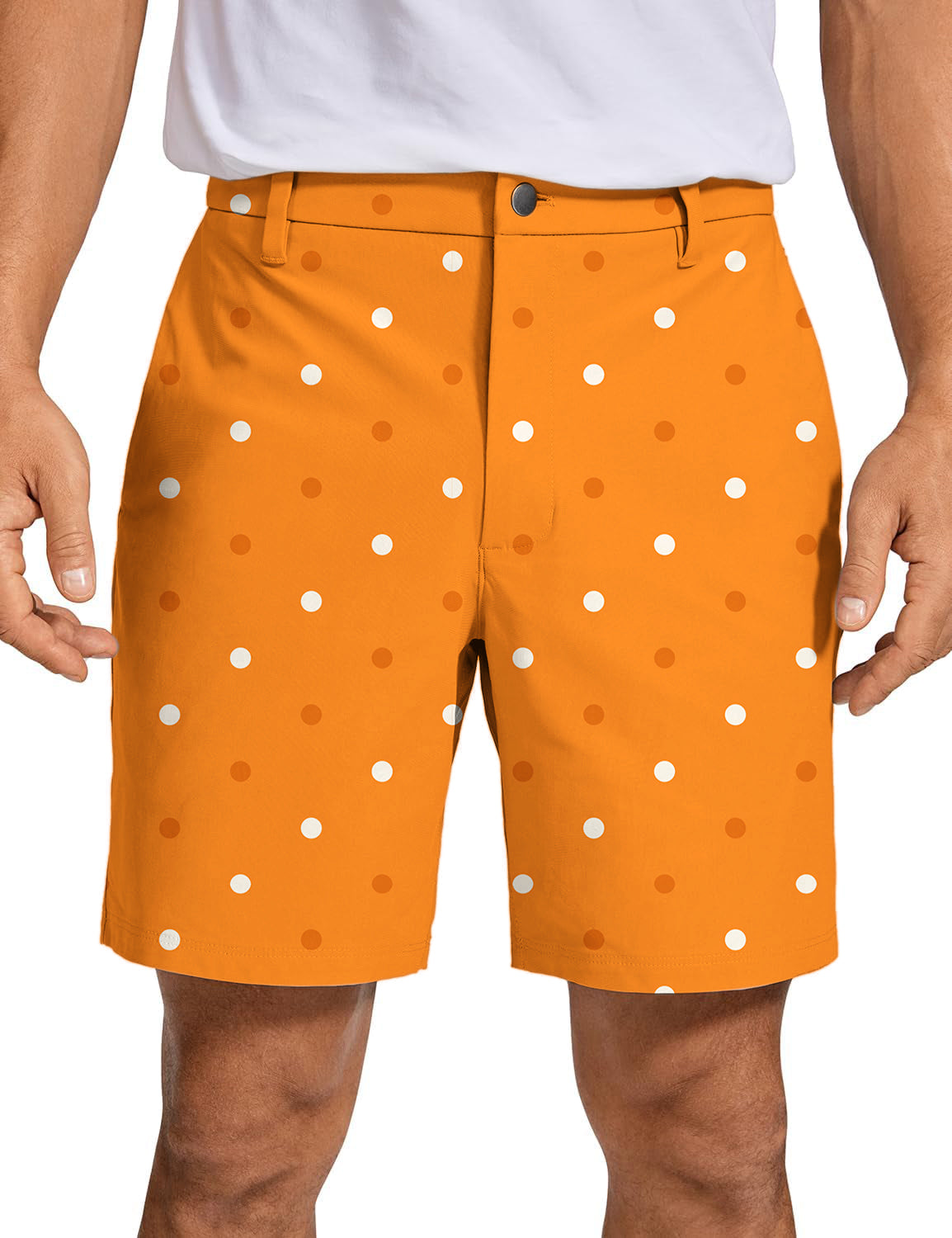 Men's Halloween yellow and white polka dots Golf Shorts