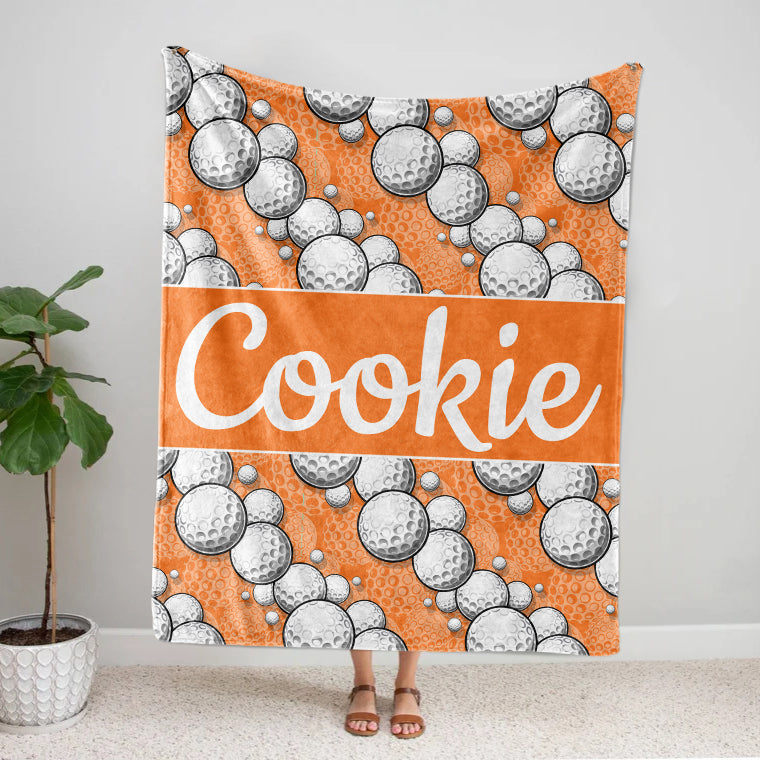 Personalized Your Name Golf Ball Golf Fleece Blanket | Sherpa Blanket Sports Team gift