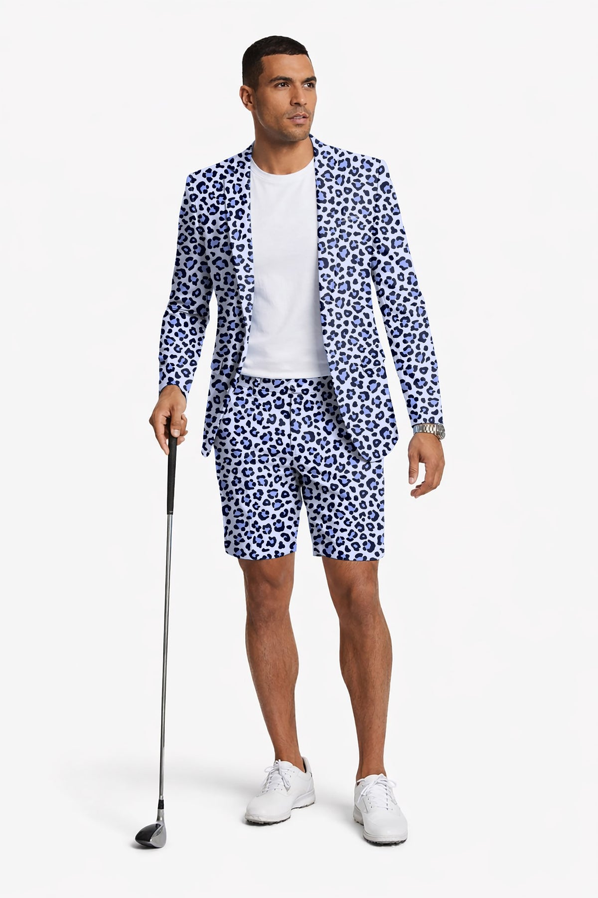 purple leopard print Men's Party Costumes-Theme Party 2pcs Suit set-Blazer Shorts