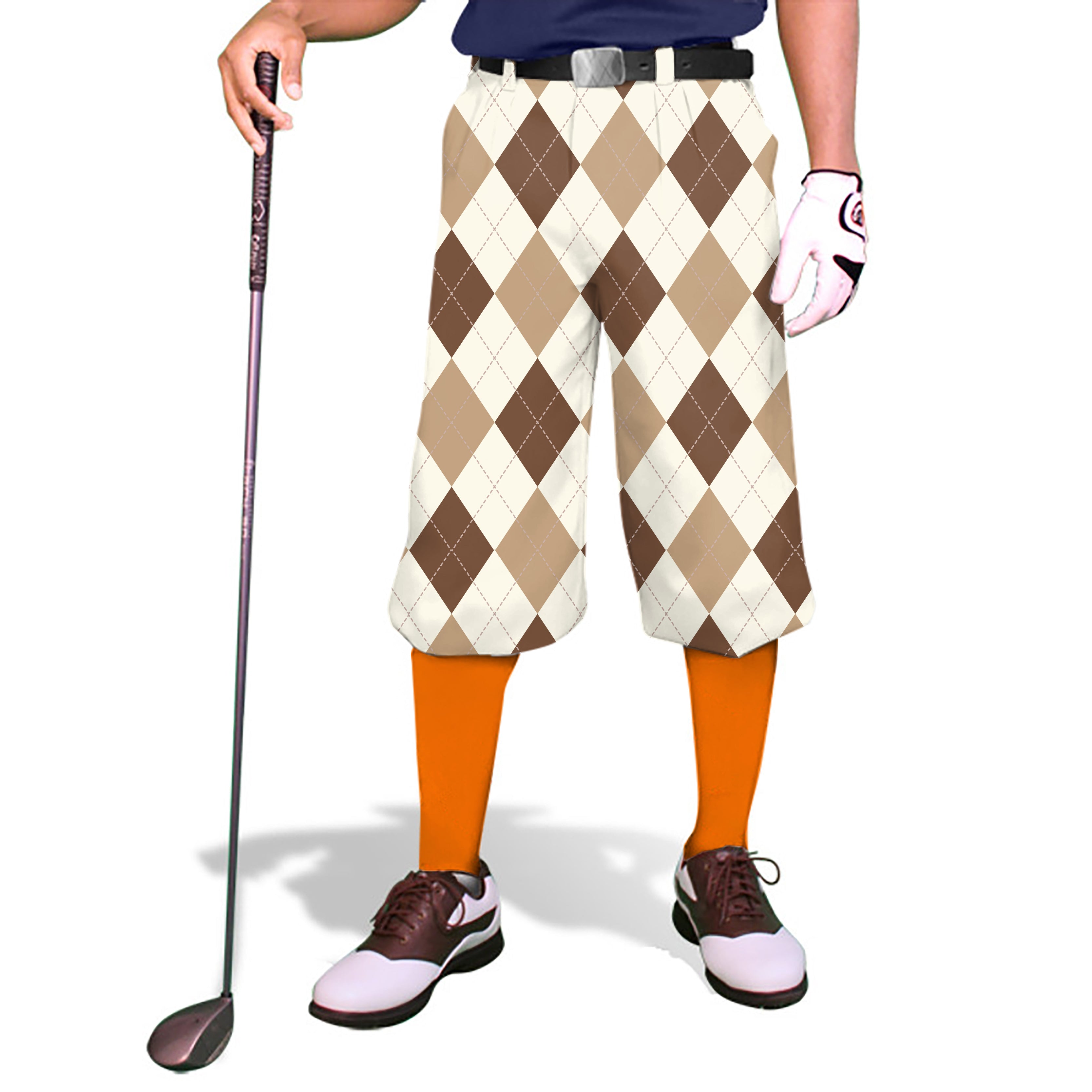 brown Argyle-Men's Golf Knickers Pants