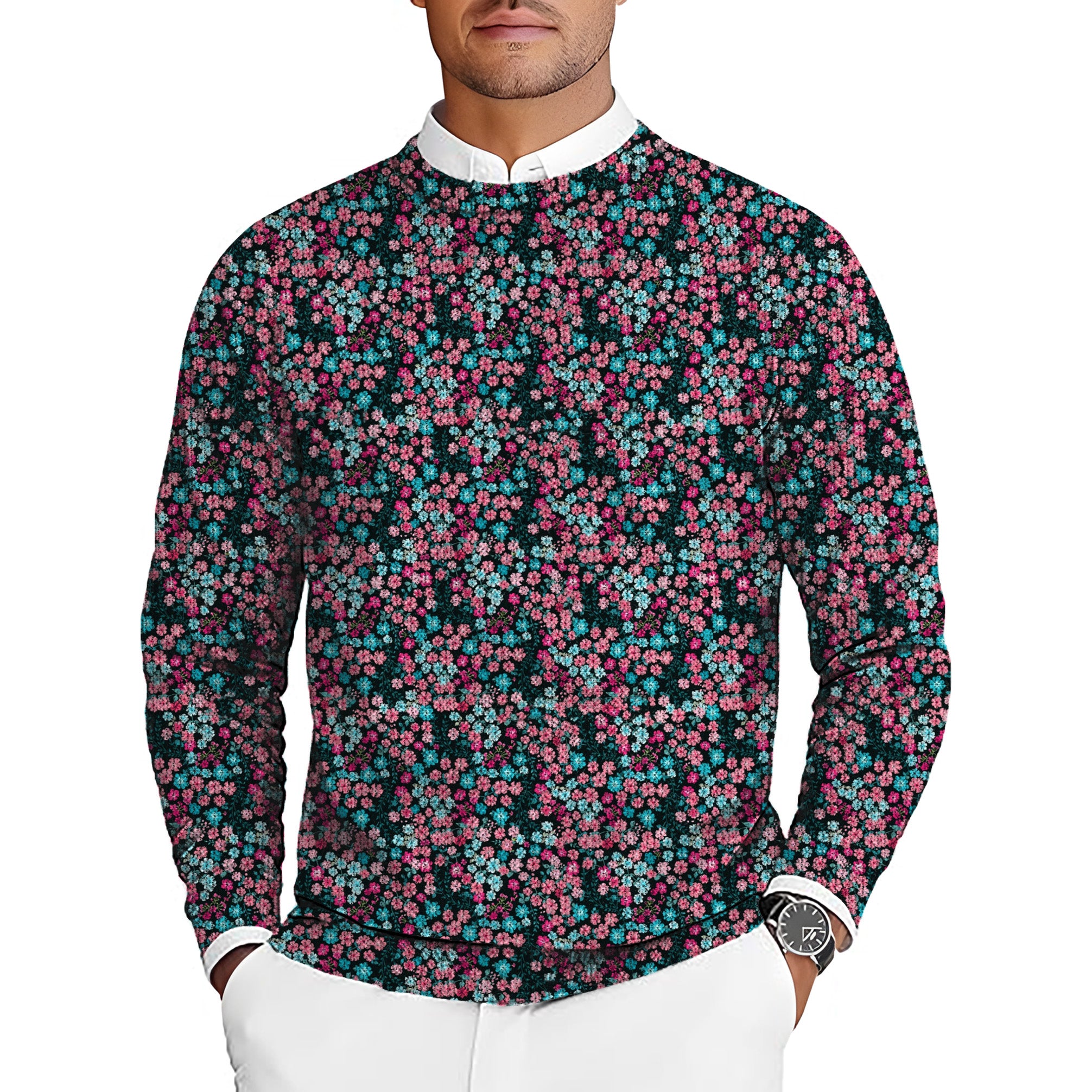 Candy Blossoms Men's Golf Crewneck Pullover Sweaters Ugly Sweater