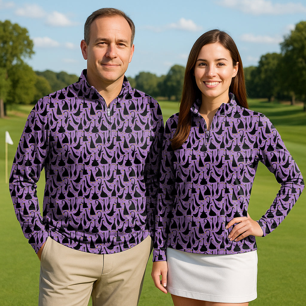 Black Goose Purple Couple Golf Active 3/4 Zipper Top Long Sleeves