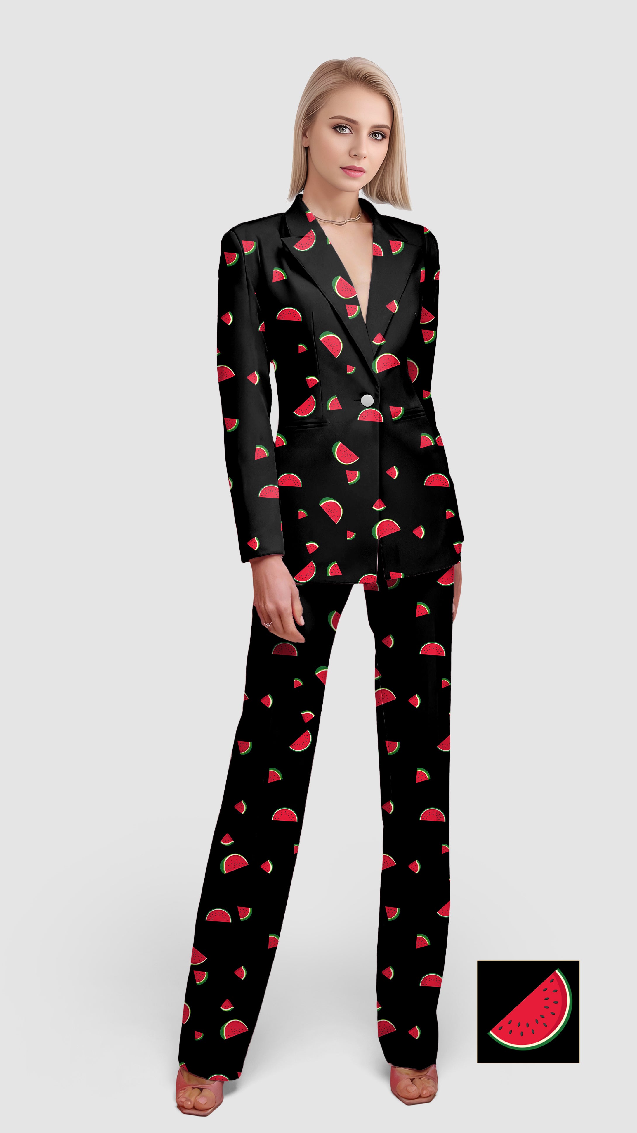 Watermelon Custom The Background Color Women's Blazer Casual Work Office Blazer Suit set