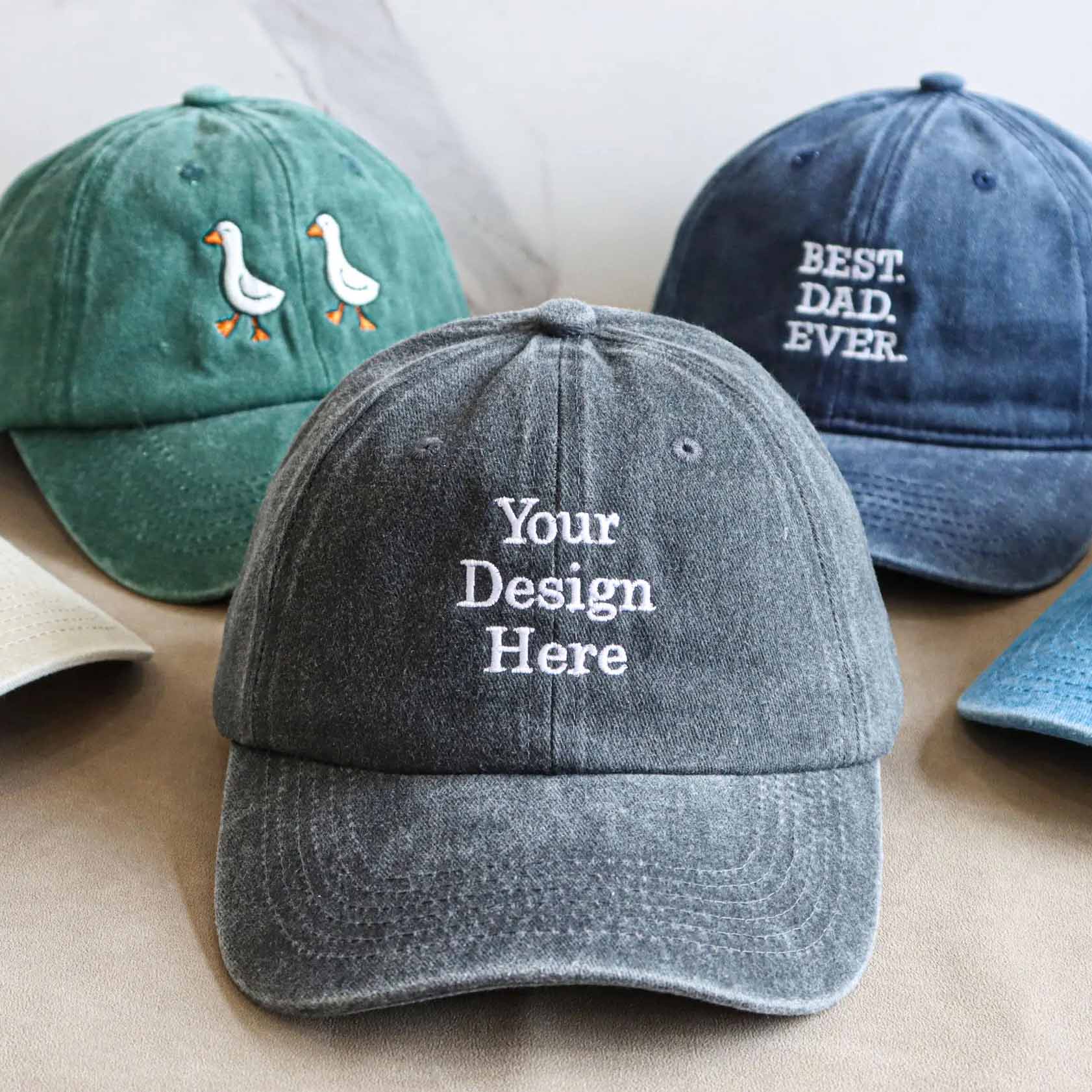 Personalized Text Embroidered Vintage Name Hats
