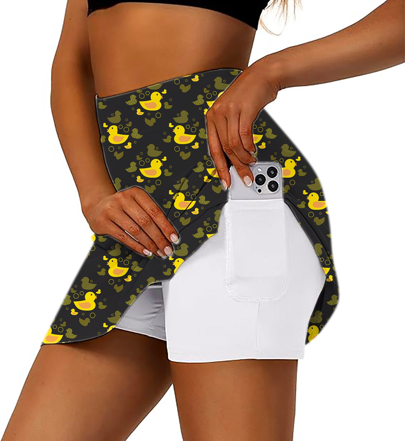 Women's Yellow duck Golf Skirts Inner Shorts Pocket