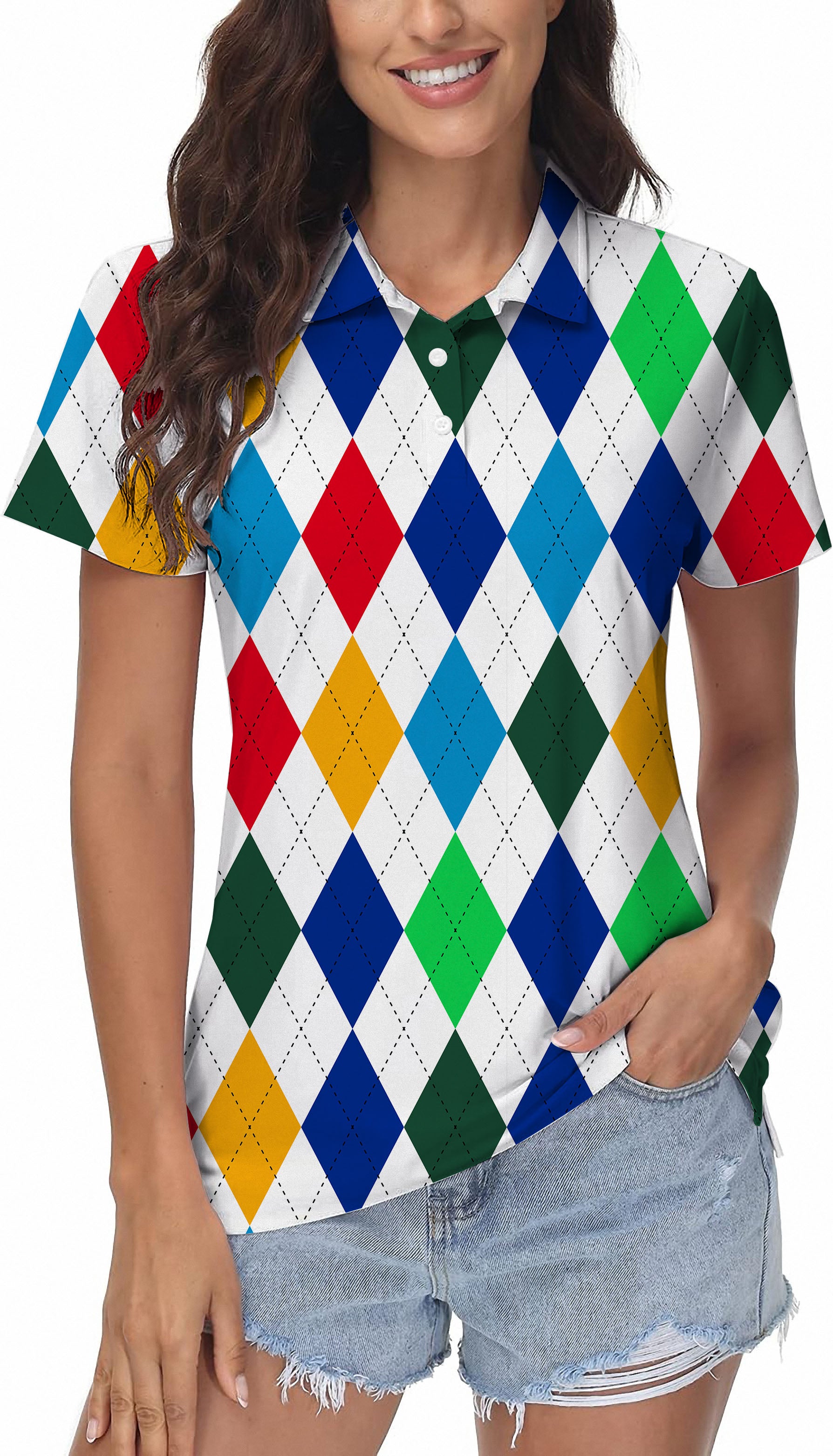 Argyle Colorful Women's Golf Polo