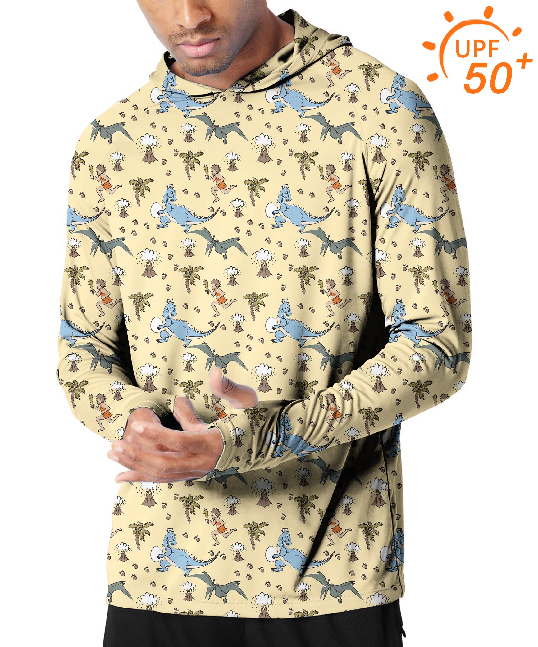 Men's Outdoor dinosaur wild man volcano Golf Sun Protection Slim Fit  hoodies
