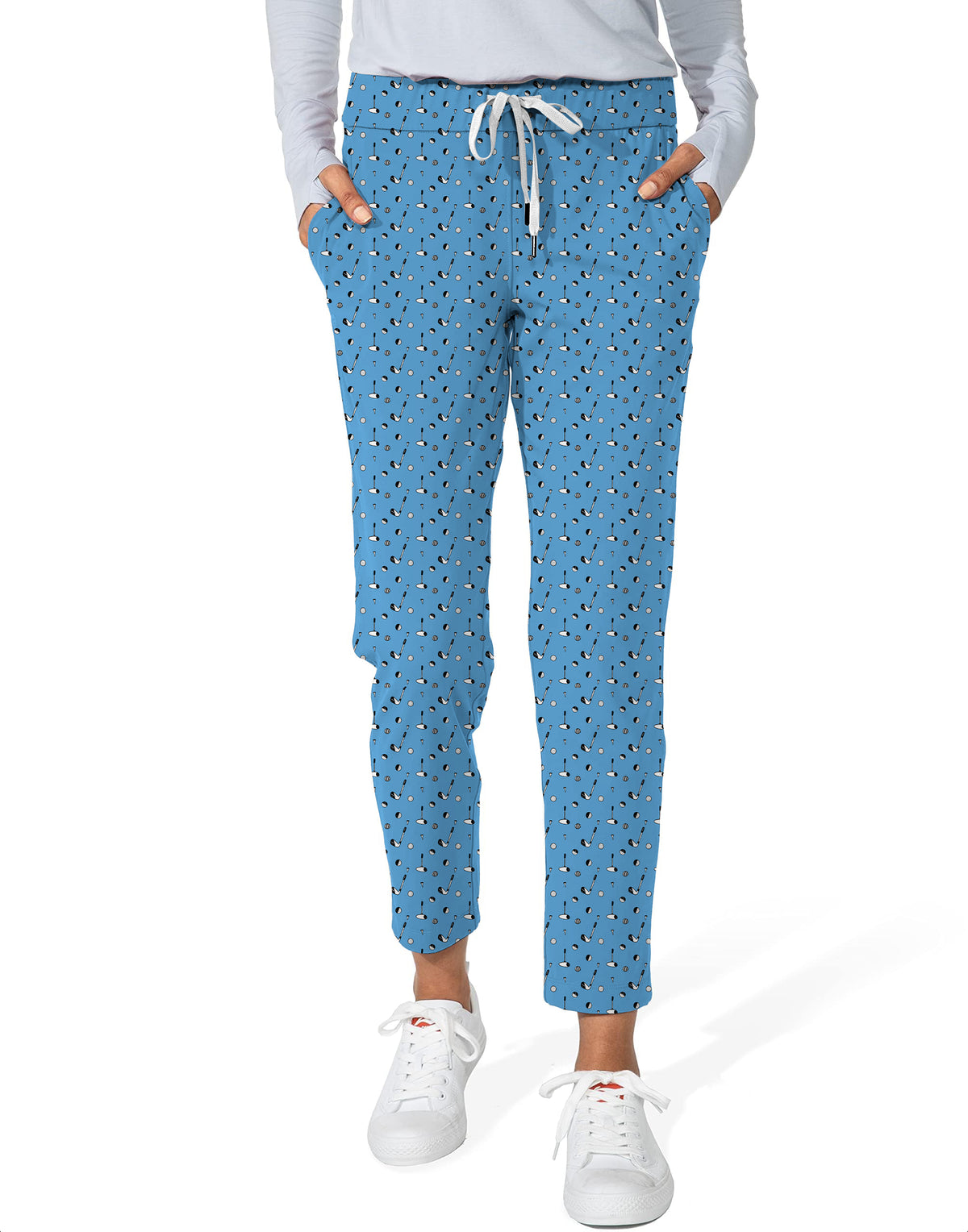 Sky-blue golf life Women's 7/8 Stretch Ankle Golf Pants