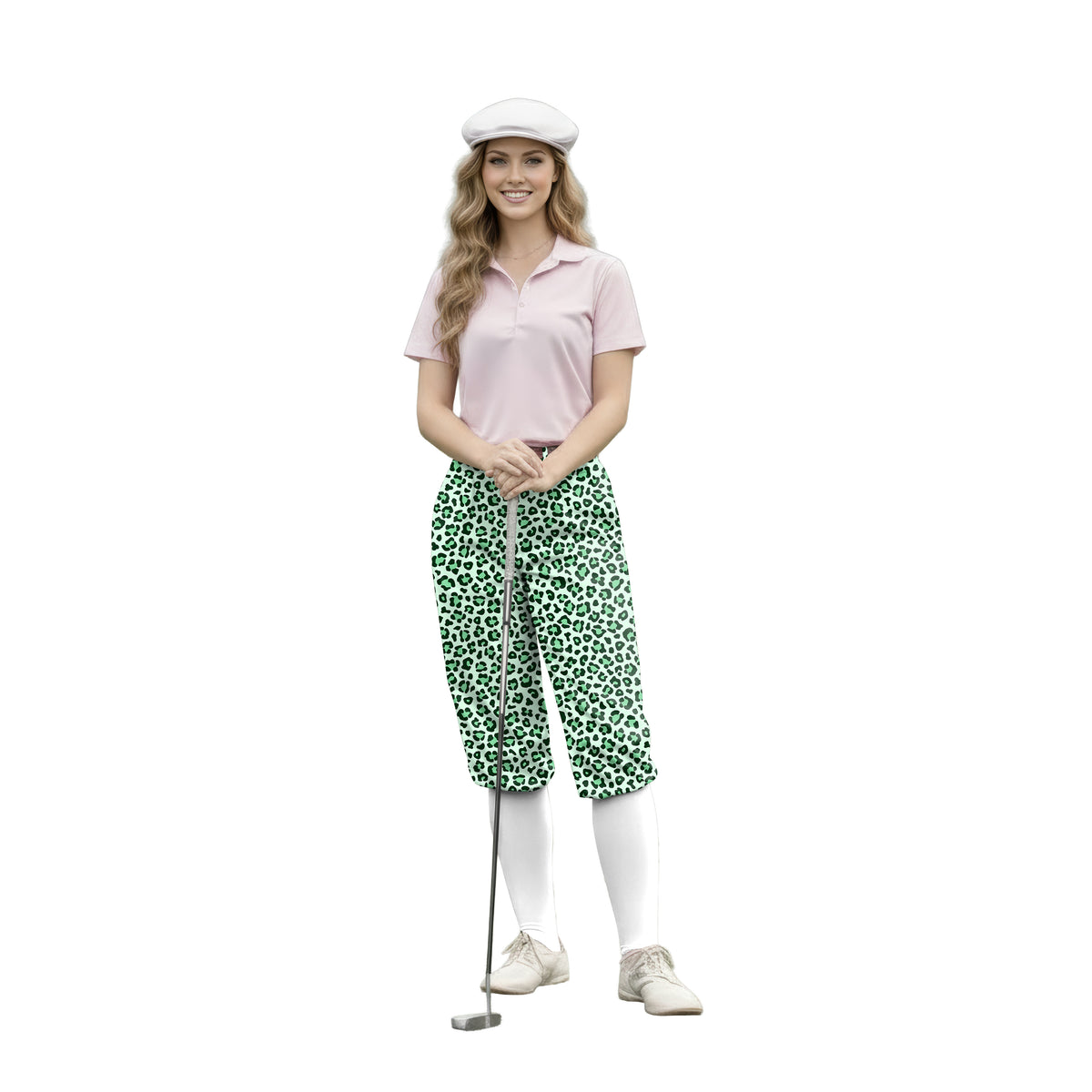 Personalize And Add To Cart Men's Green leopard print Polo Womens Golf Knickers Pants