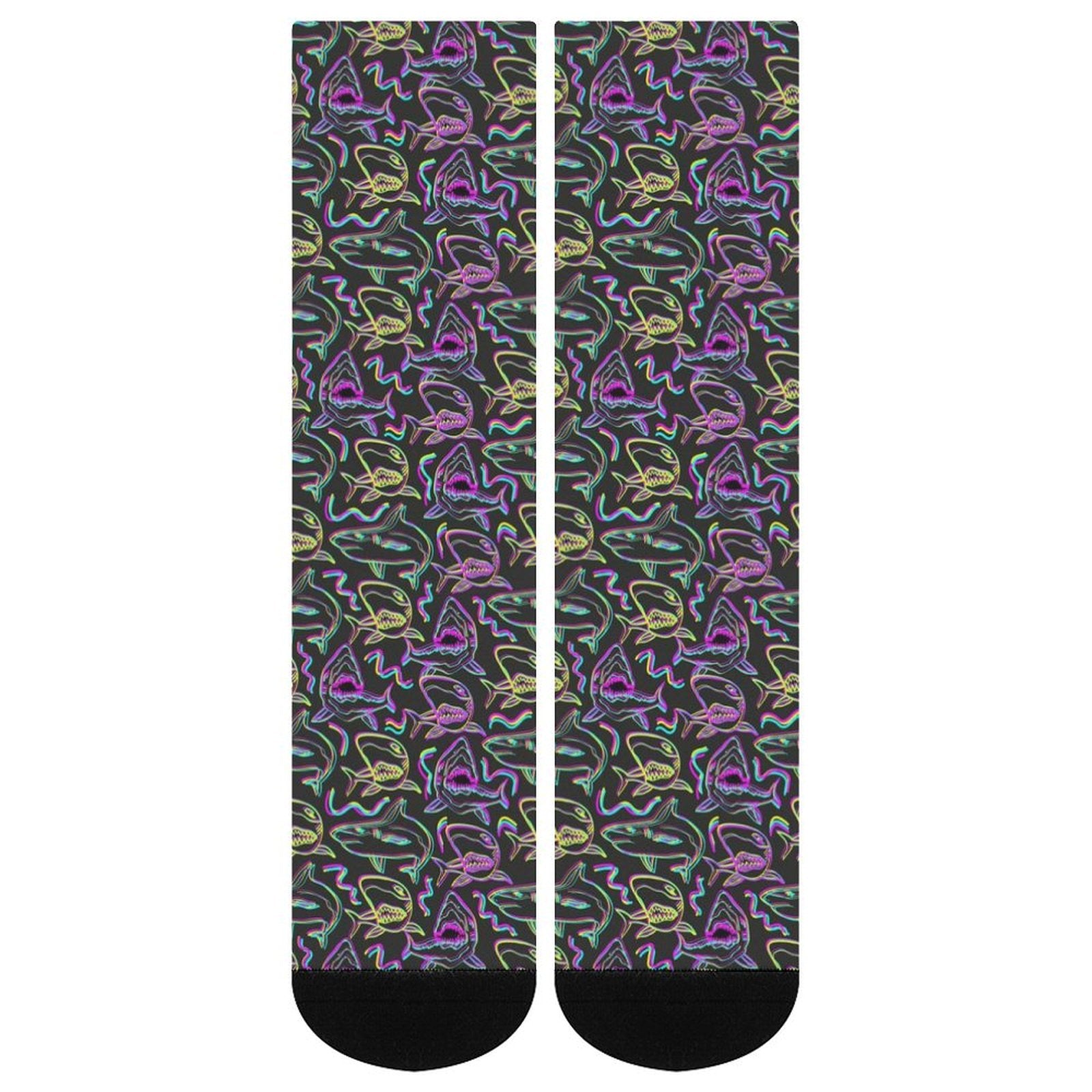 Neon Sharks Prined socks Gifts for Men Women