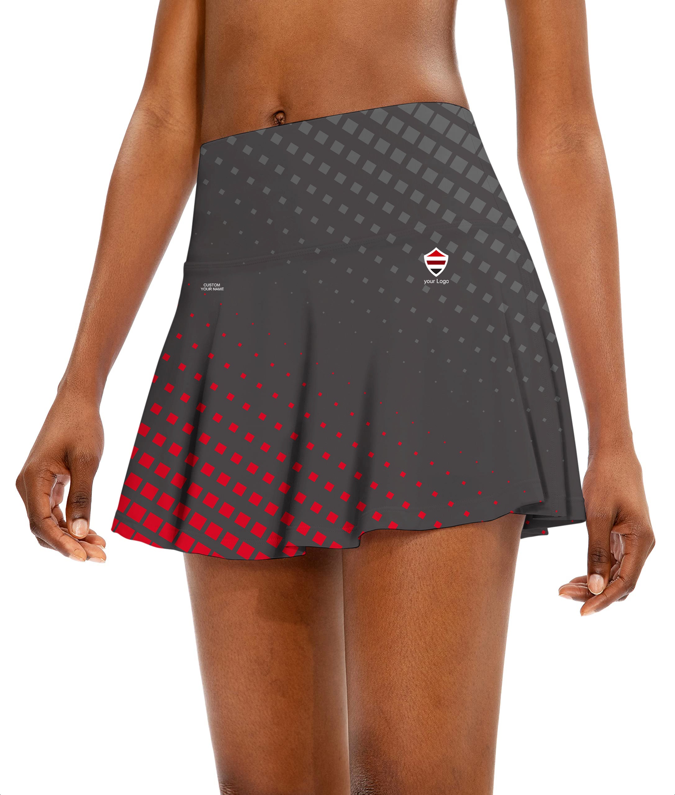 black red sport Team Women's Athletic Golf Skorts Flared Skirts