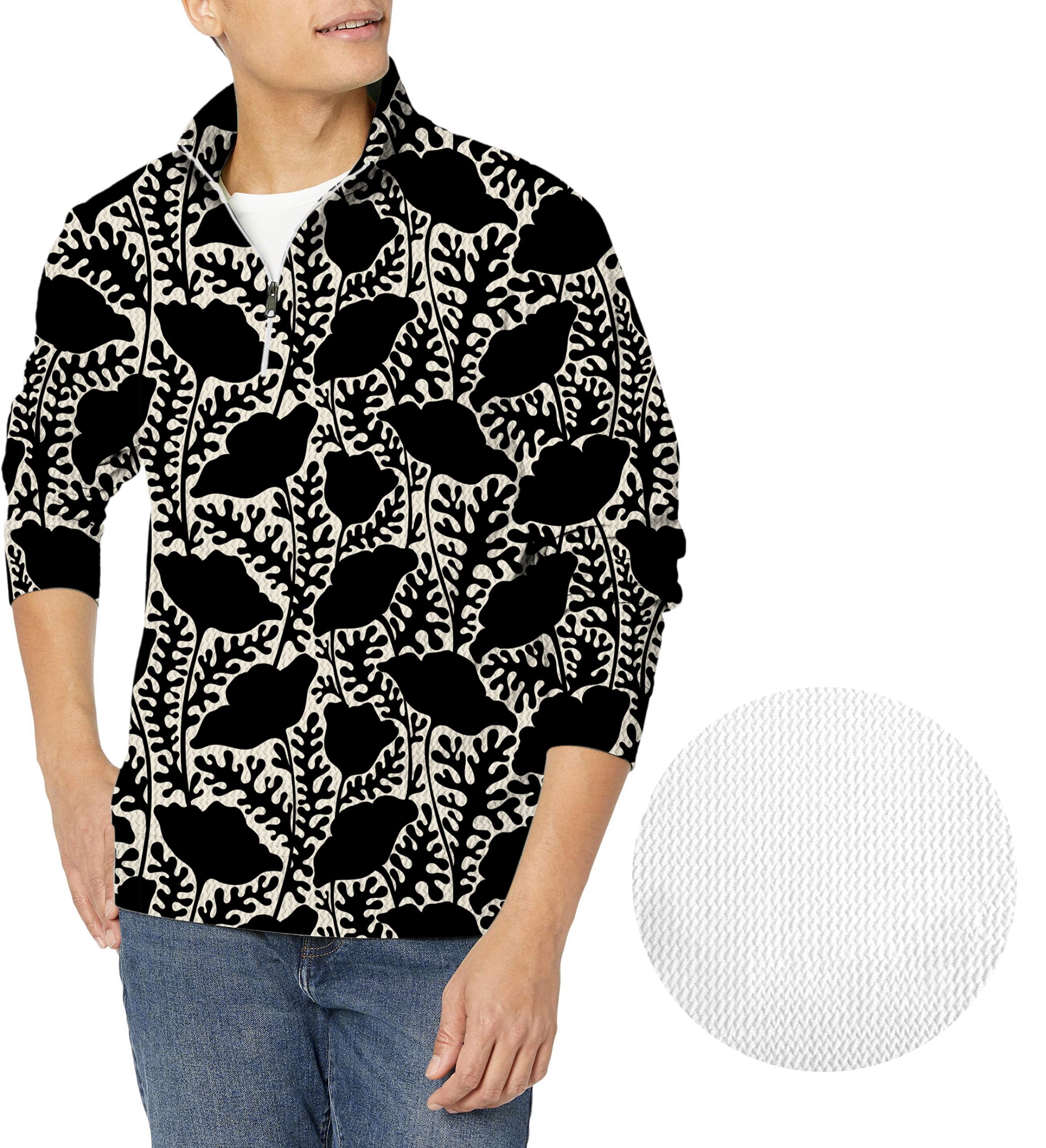 Monochrome Bloom-Men's Golf Waffle Zipper Pullover