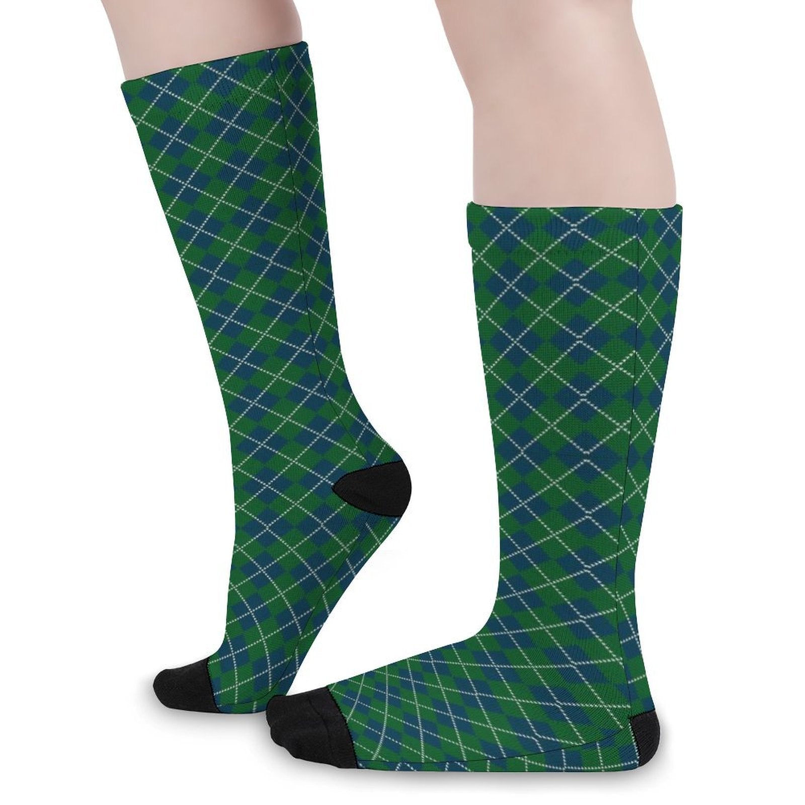 Green grid Prined socks Gifts for Men Women