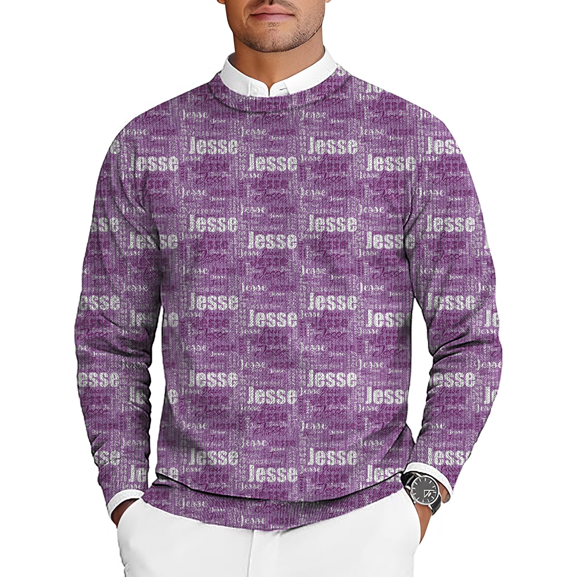 Custom name amethyst Men's Golf Crewneck Pullover Sweaters Ugly Sweater