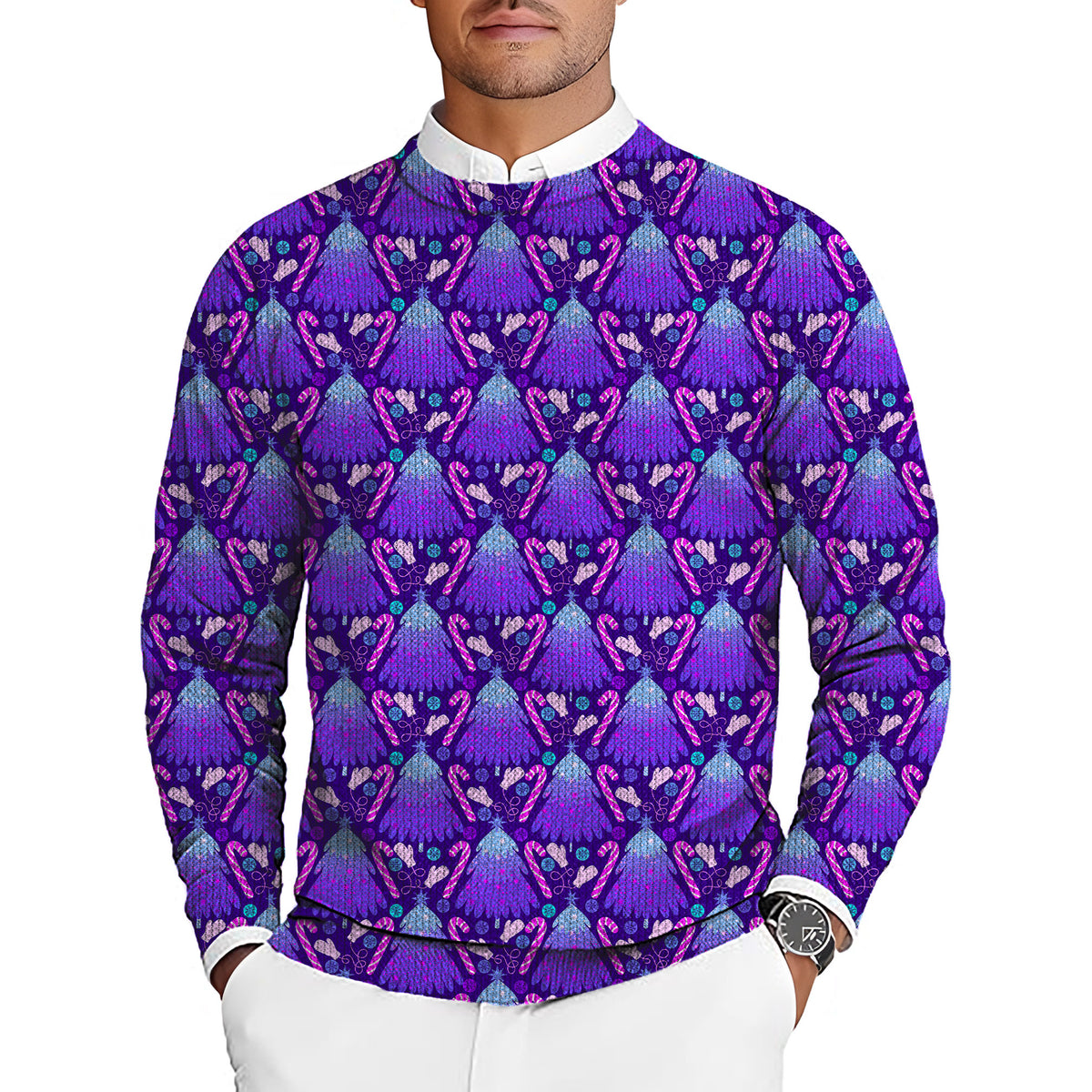 Magical Christmas Tree Men's Golf Crewneck Pullover Sweaters Ugly Sweater