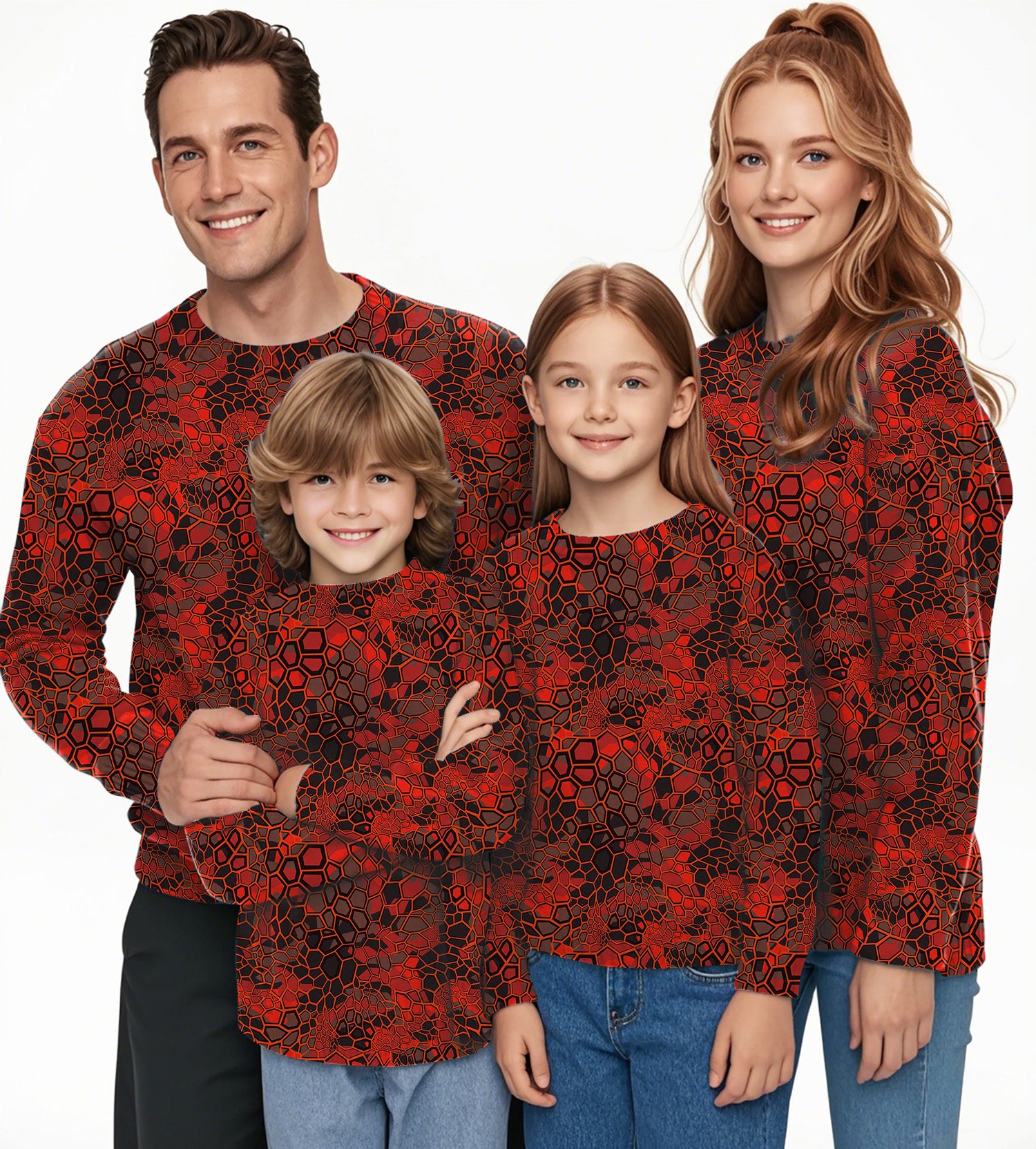 Red Dragonscale Crewneck Pullover Ugly Sweater Men Women boy girl family