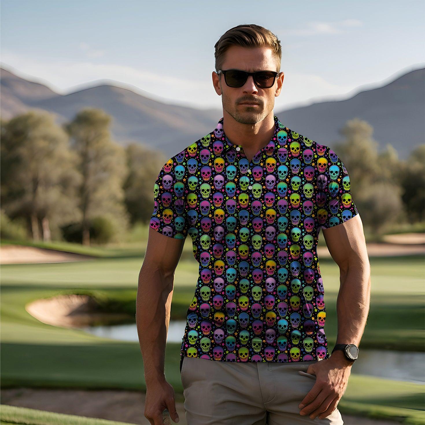 Men's Neon Skulls golf polo