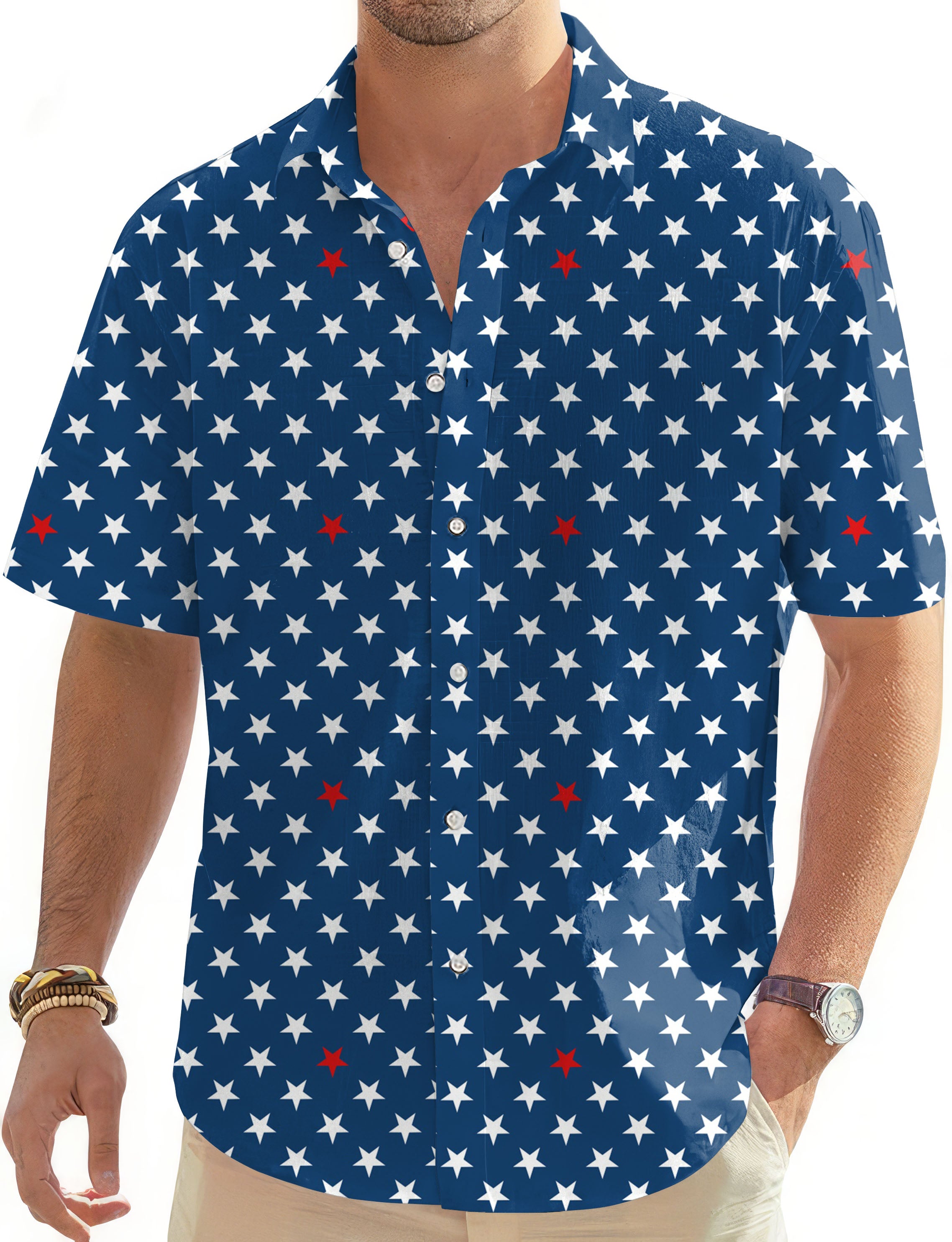 Proud Stars-Men's Golf Hawaiian Shirts Button Down Shirt