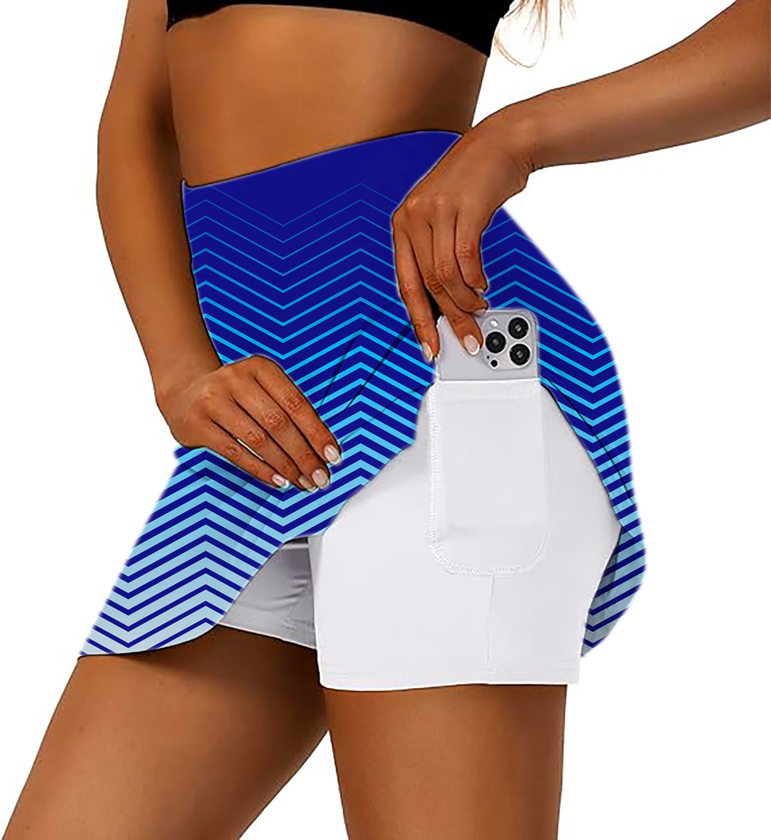 Women's blue white sport Team Golf Skirts Inner Shorts Pocket