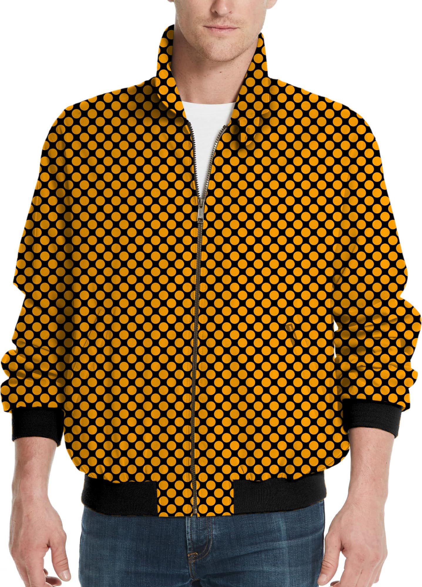 Halloween black and yellow polka dots Men's Golf Windbreaker Light Jacket
