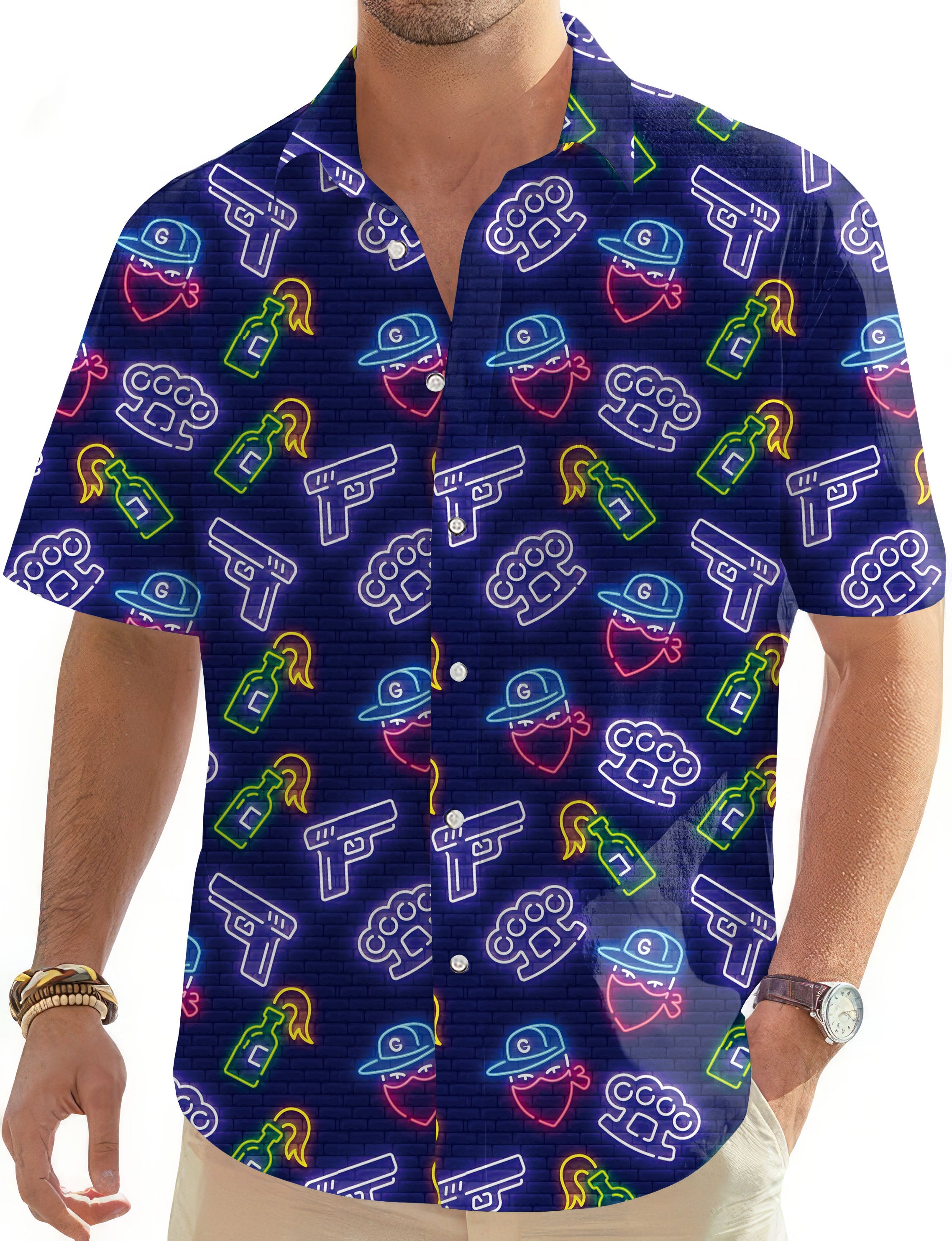 Sharp shooter-Men's Golf Hawaiian Shirts Button Down Shirt