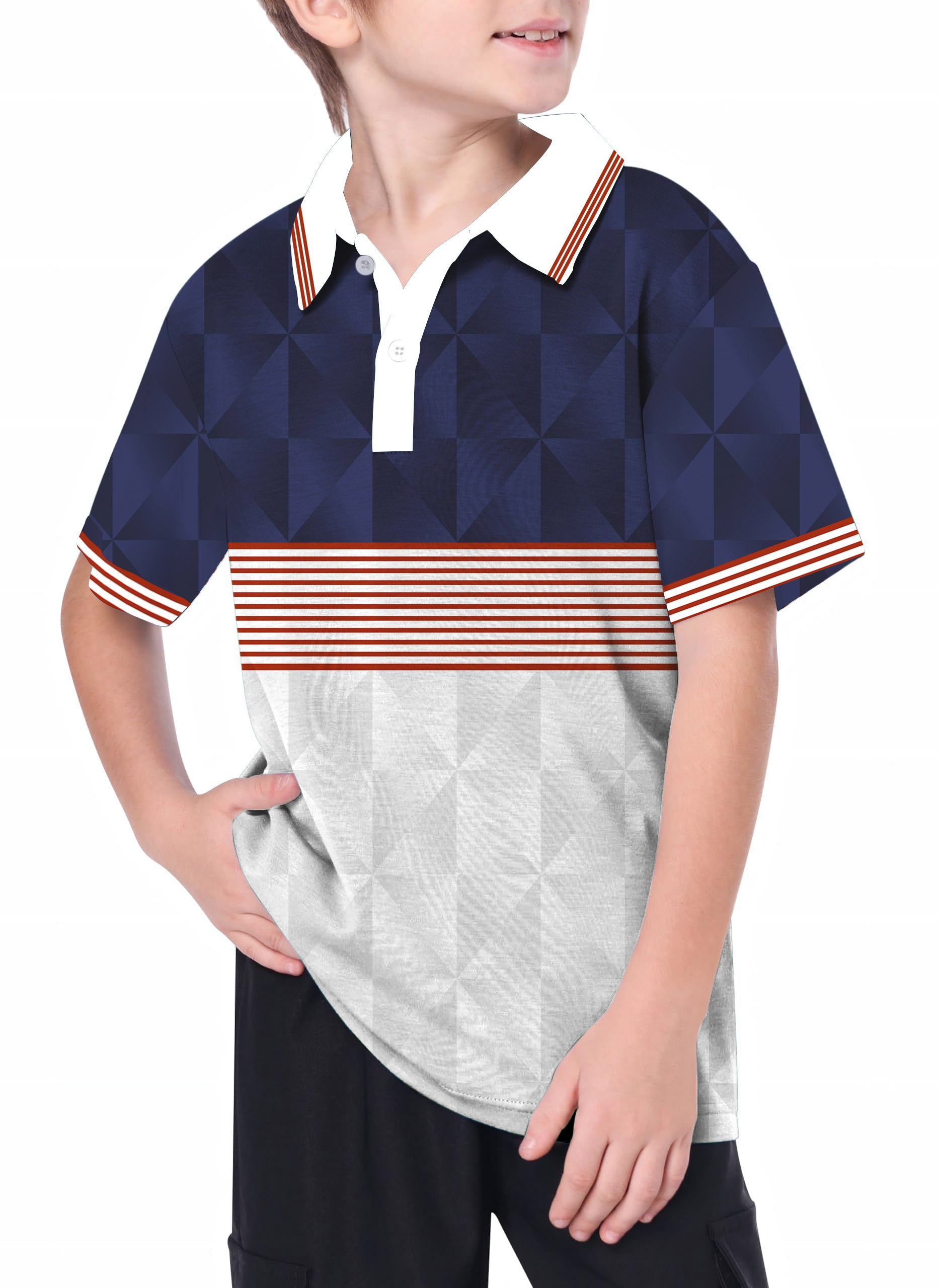 Youth Stripe Splicing Custom Sport Team Competition Uniforms Golf Polo
