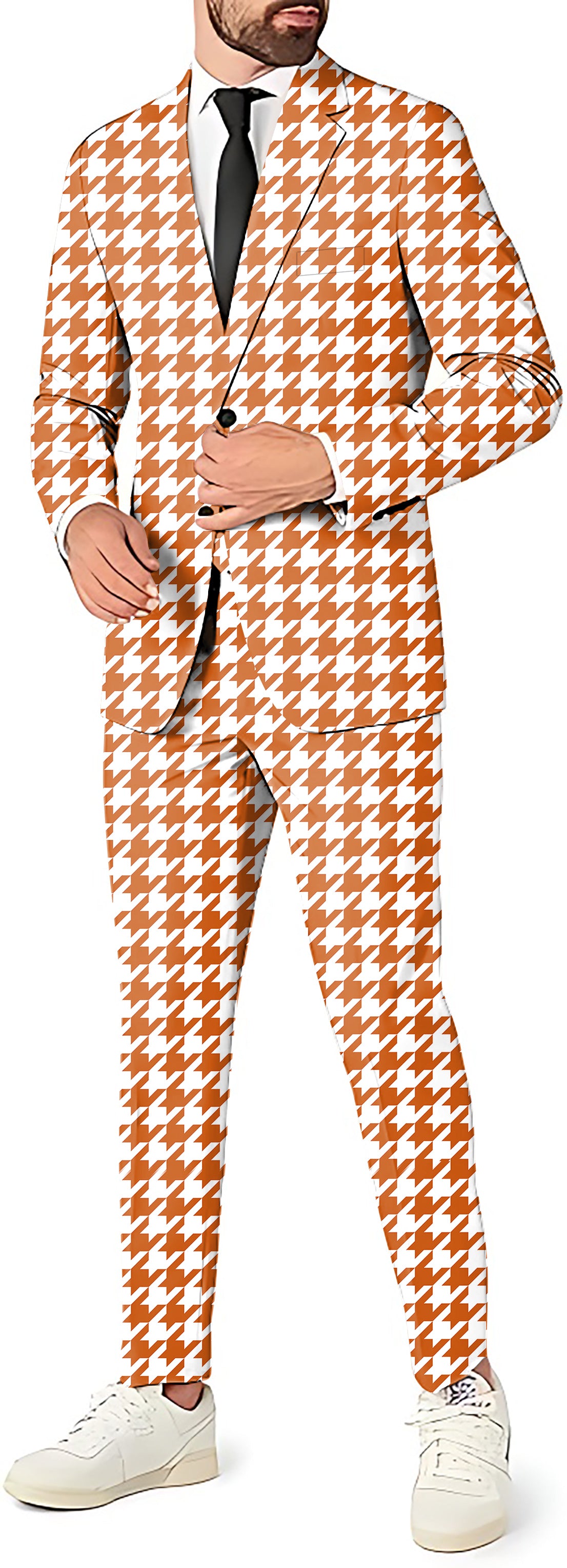 Halloween yellow and white houndstooth Men's Party Costumes-Theme Party 2 or 3pcs Suit set-Blazer Pants & Vest