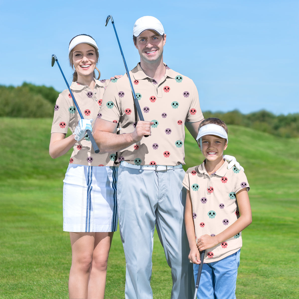 Family Colorful Halloween Skull set Golf Championship Trophy tournament