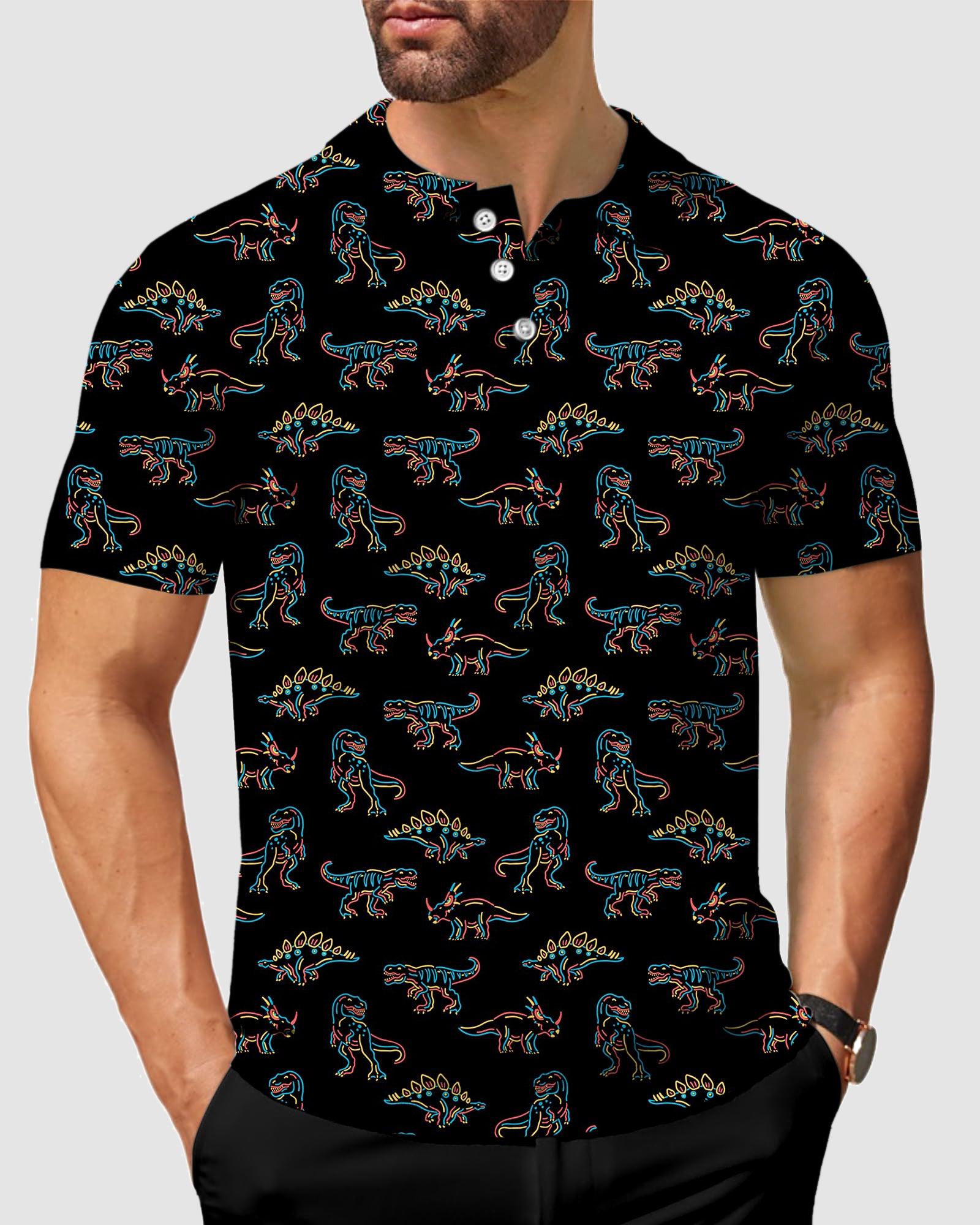 Men's Prehistoric times dinosaur golf polo