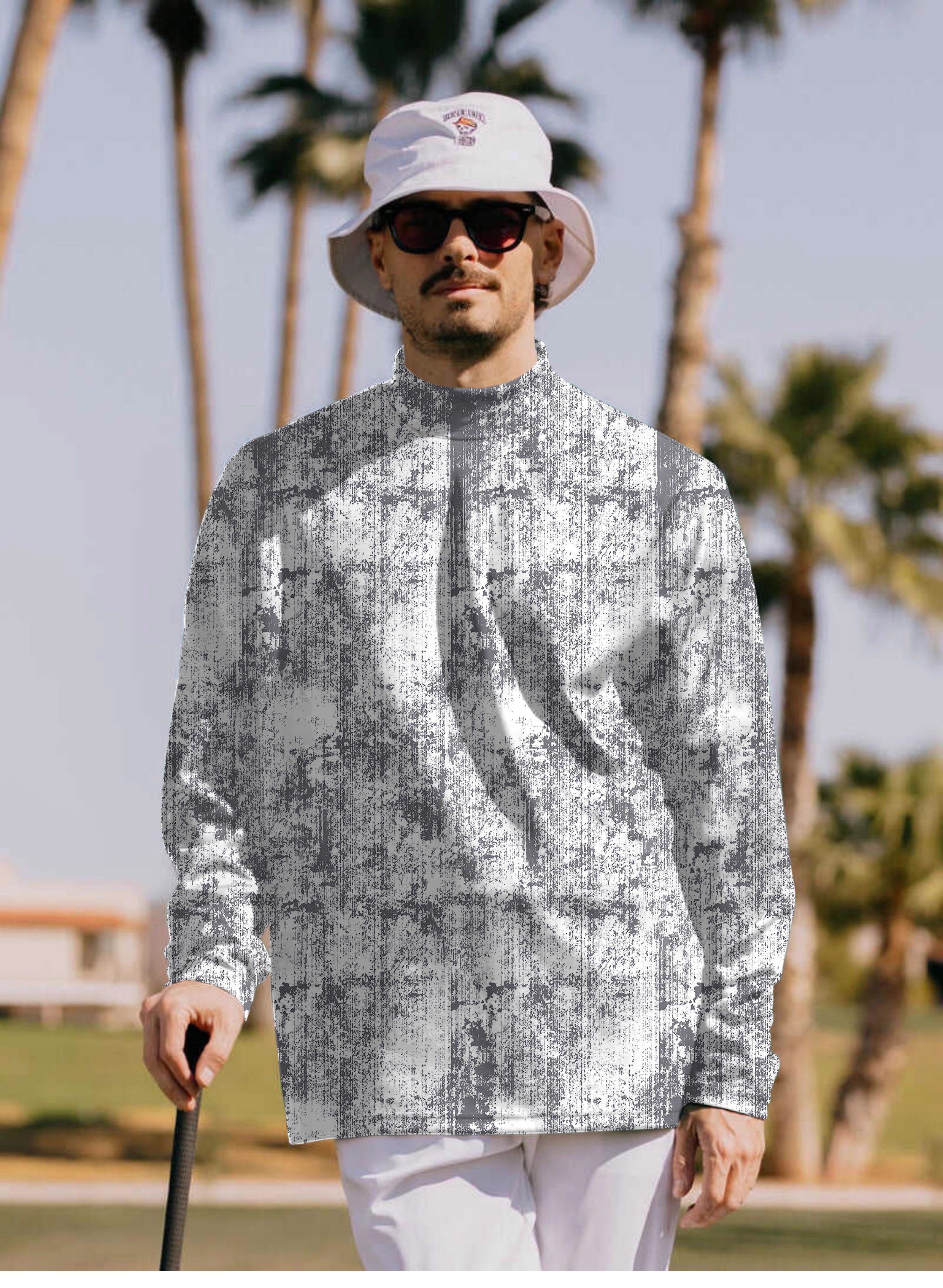 Men's  Gray Line Lmpression Mock Neck Long/Short Sleeve Golf Tops