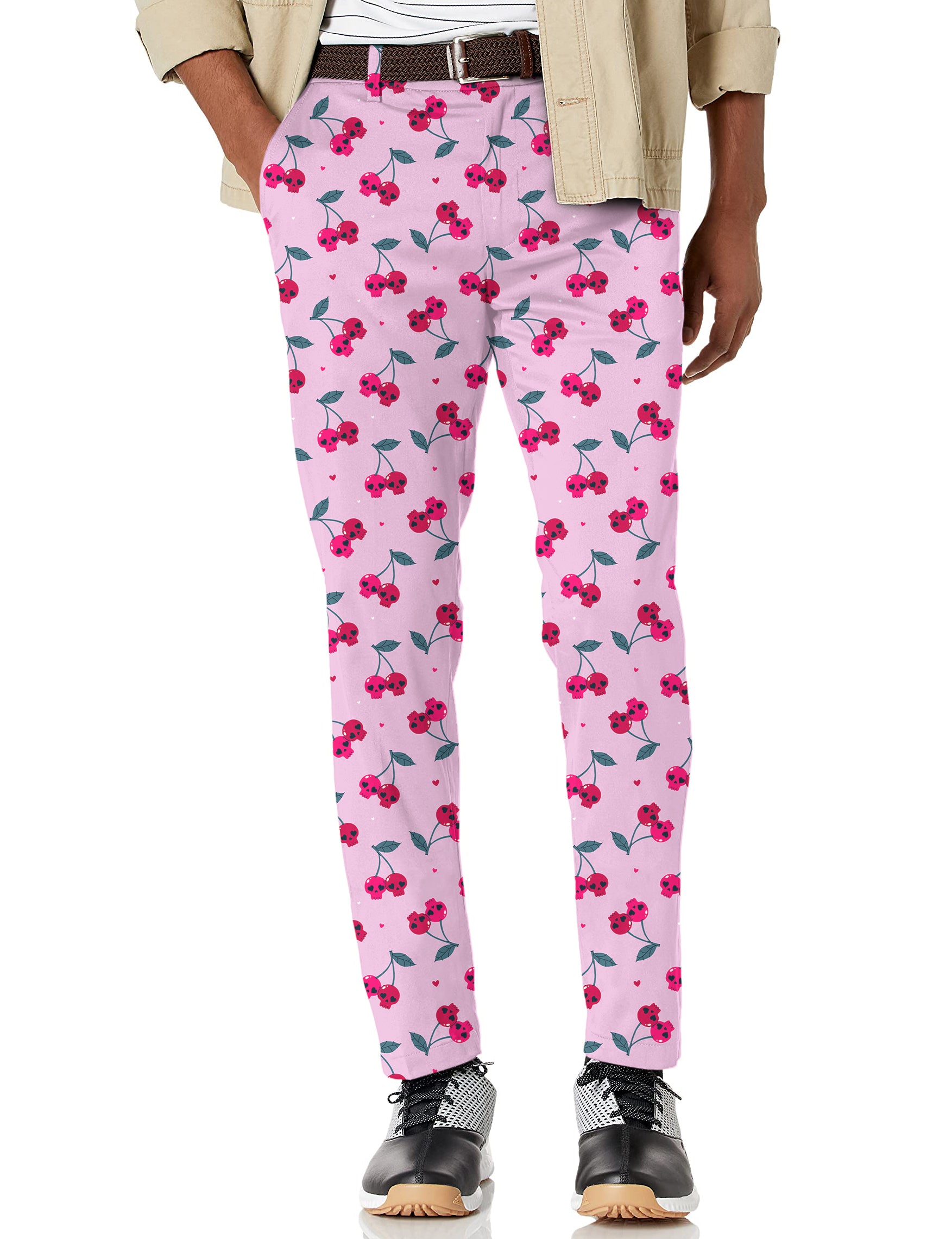Men's Halloween Cherry Skull Stretch Golf Pants