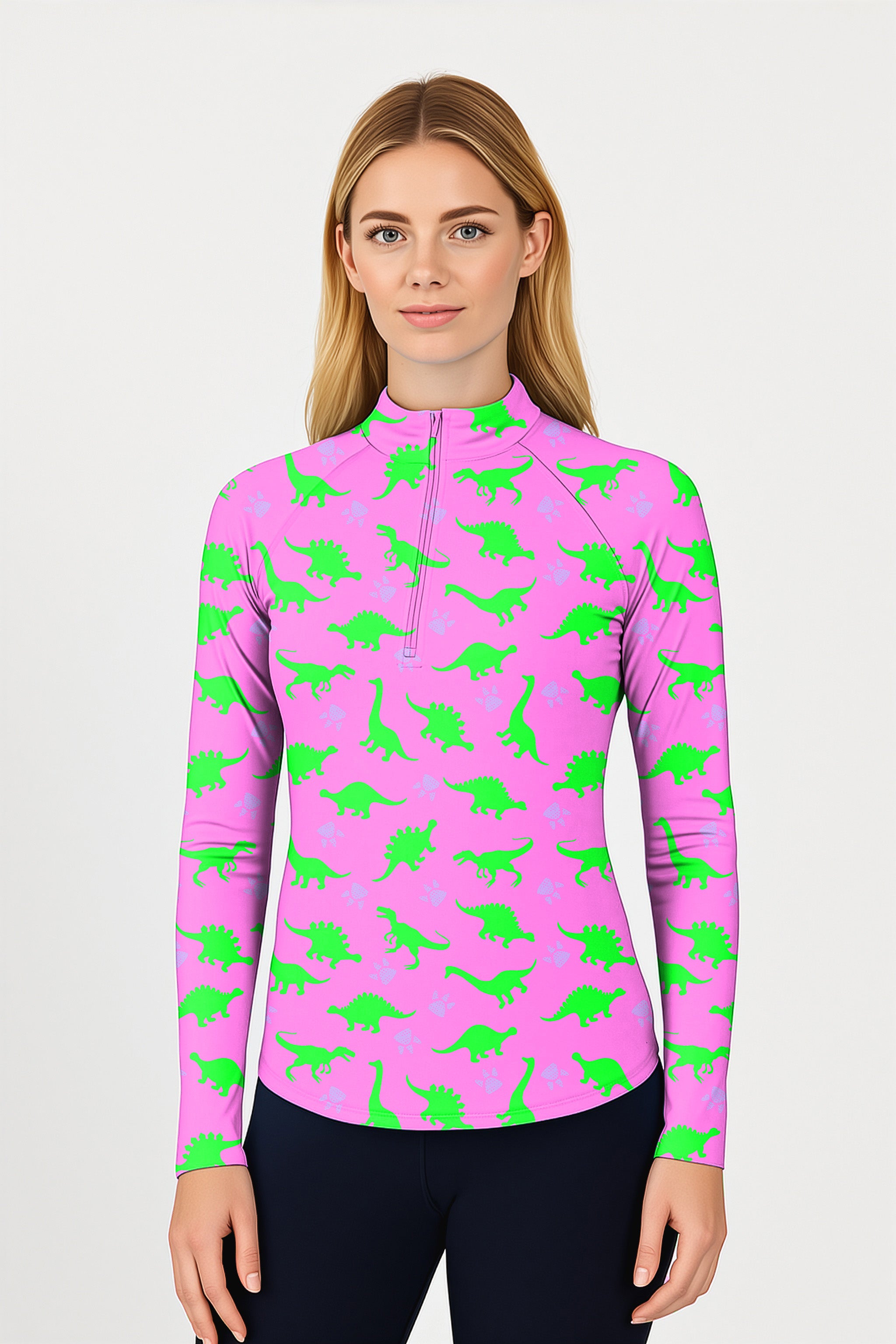 Pink Land Before Time  Women's Golf Active 3/4 Zip Top