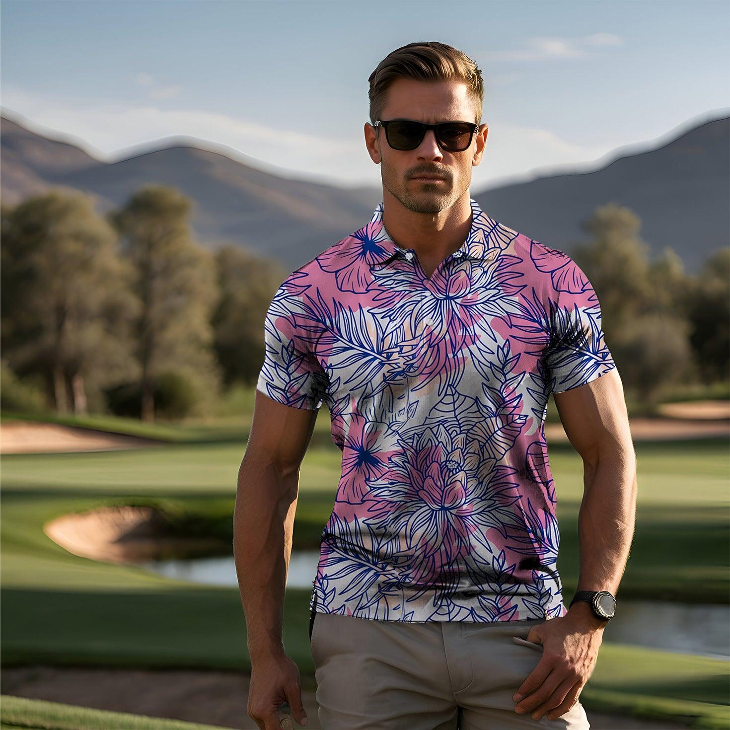 Men's Royal Hibiscus golf polo