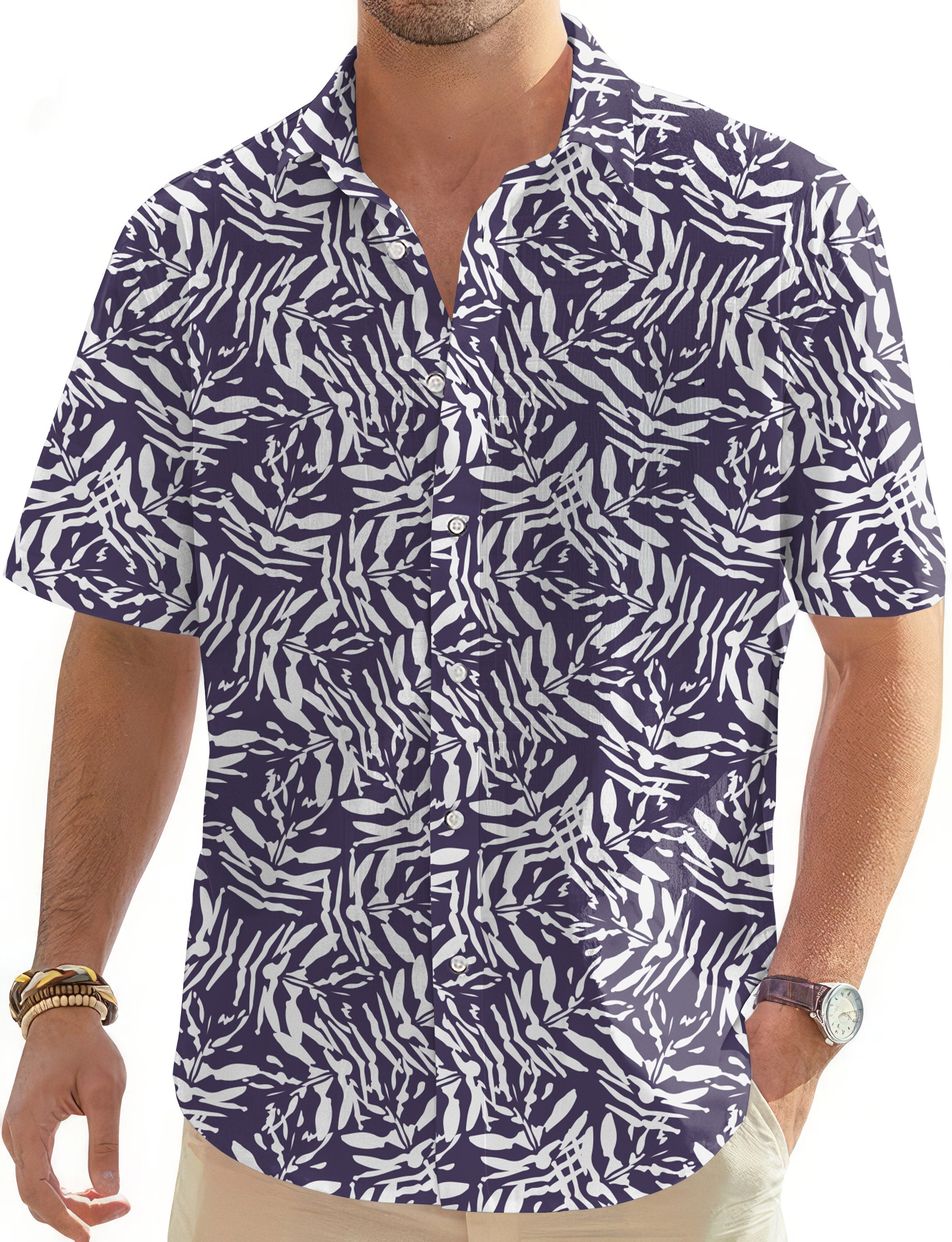 abstract Navy-Men's Golf Hawaiian Shirts Button Down Shirt