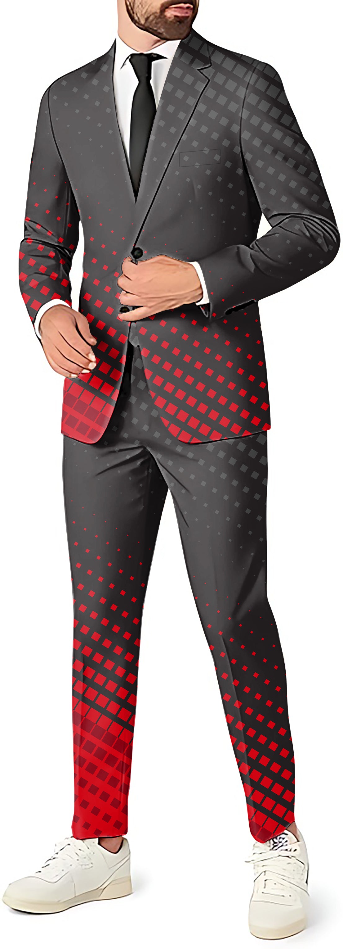 black red sport Team Men's Party Costumes-Theme Party 2 or 3pcs Suit set-Blazer Pants & Vest