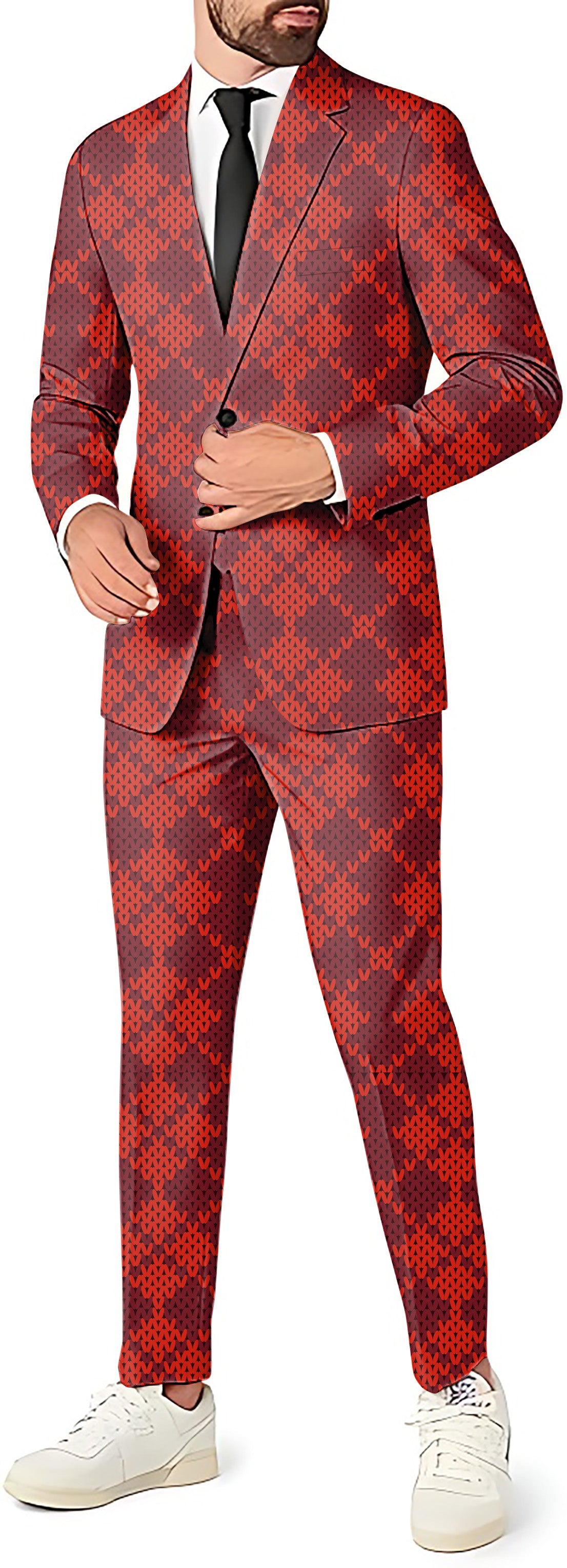 Christmas Red Men's Party Costumes-Theme Party 2 or 3pcs Suit set-Blazer Pants & Vest