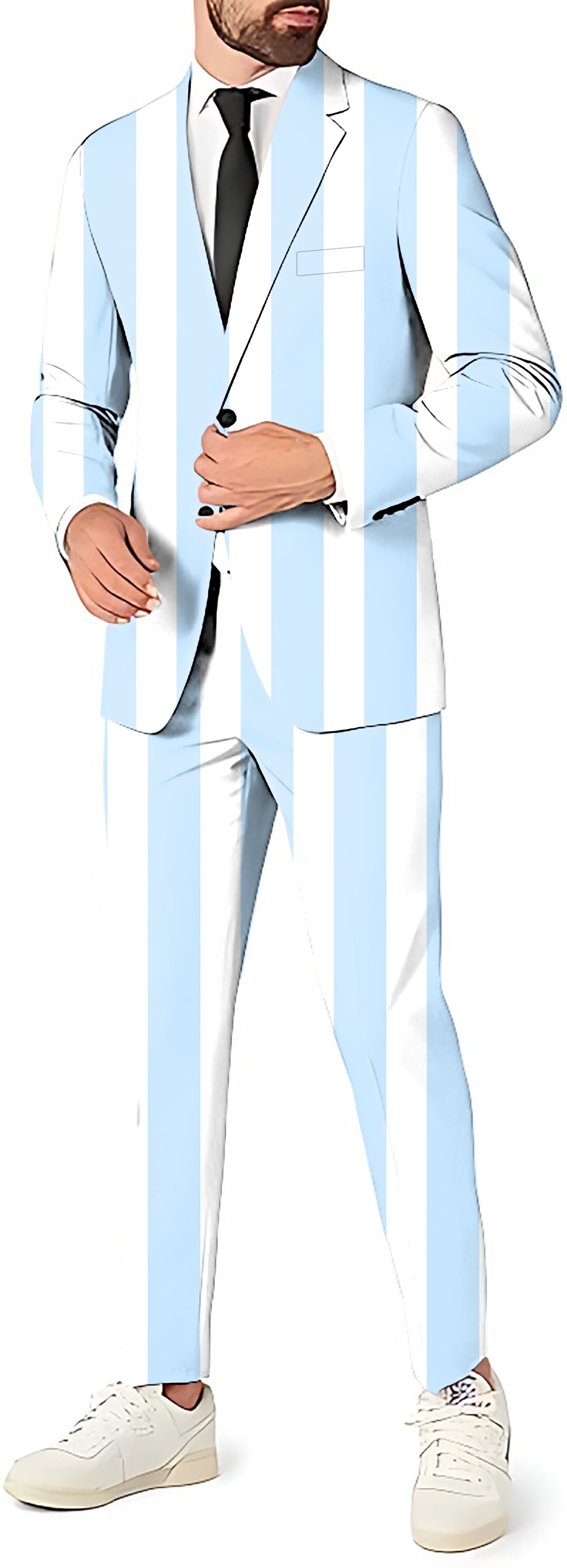 Blue and white vertical stripes Men's Party Costumes-Theme Party 2 or 3pcs Suit set-Blazer Pants & Vest